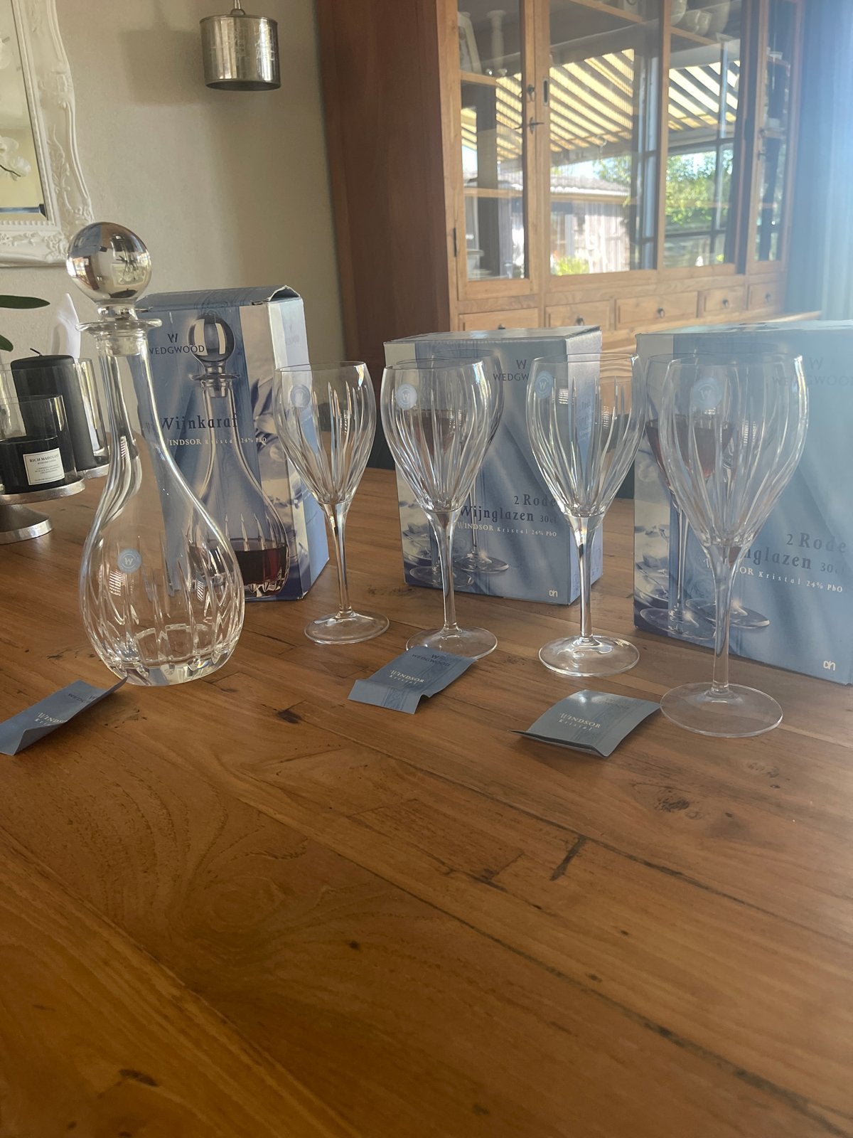Wedgwood Windsor Kristal Karaf en Wijnglazen Set, Antiek en Kunst, Antiek | Glas en Kristal, Ophalen of Verzenden