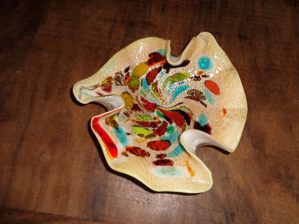Murano schaal Tutti Frutti design goudfolie insluitsels, Ophalen of Verzenden