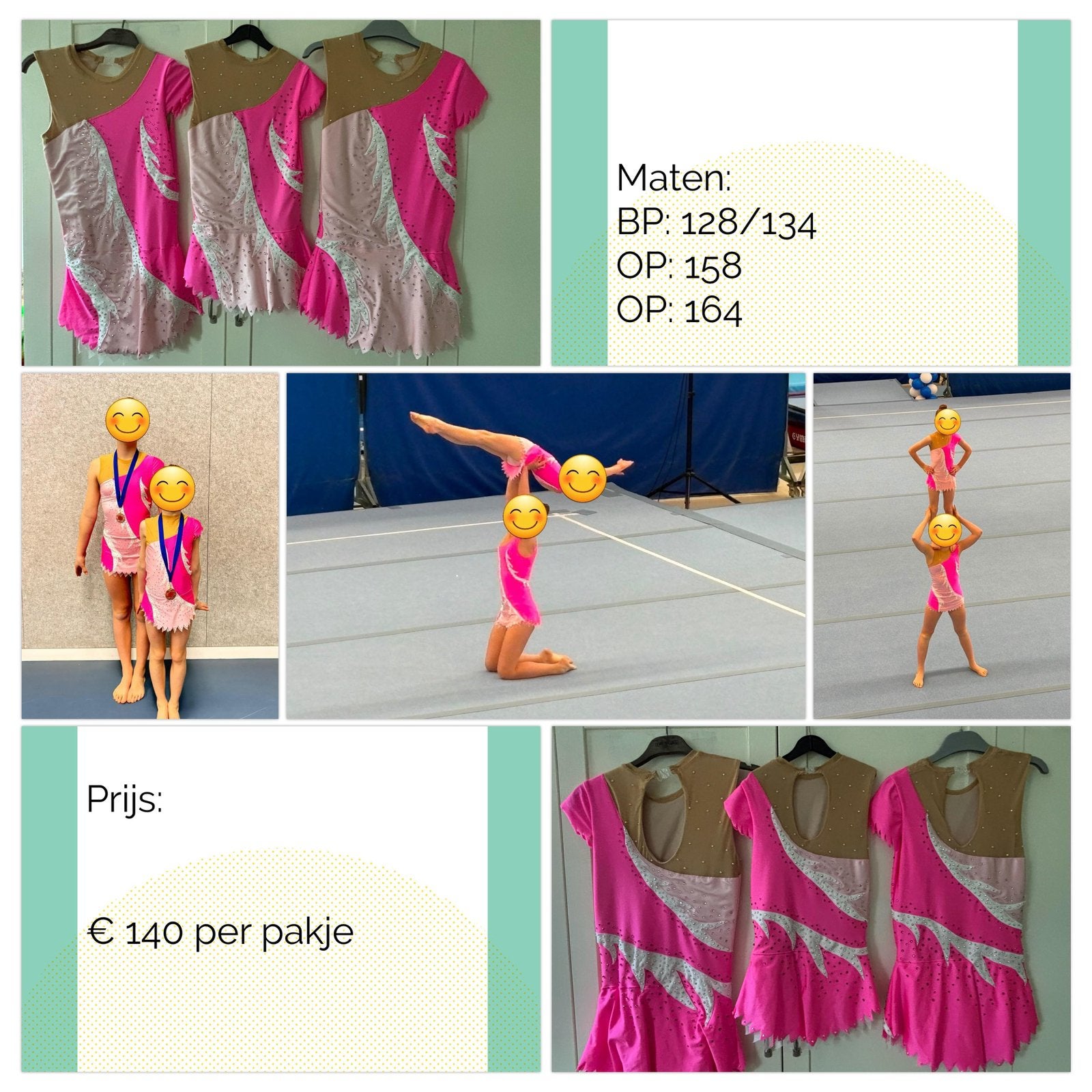 Acropakjes trio, Sport en Fitness, Turnen, Kindermaat 146 t/m 176, Ophalen of Verzenden, Zo goed als nieuw, Materiaal
