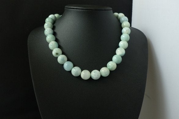 LARIMAR ( 14 mm ) ketting, Sieraden, Tassen en Uiterlijk, Kettingen, Nieuw, Met edelsteen, Zilver, Verzenden