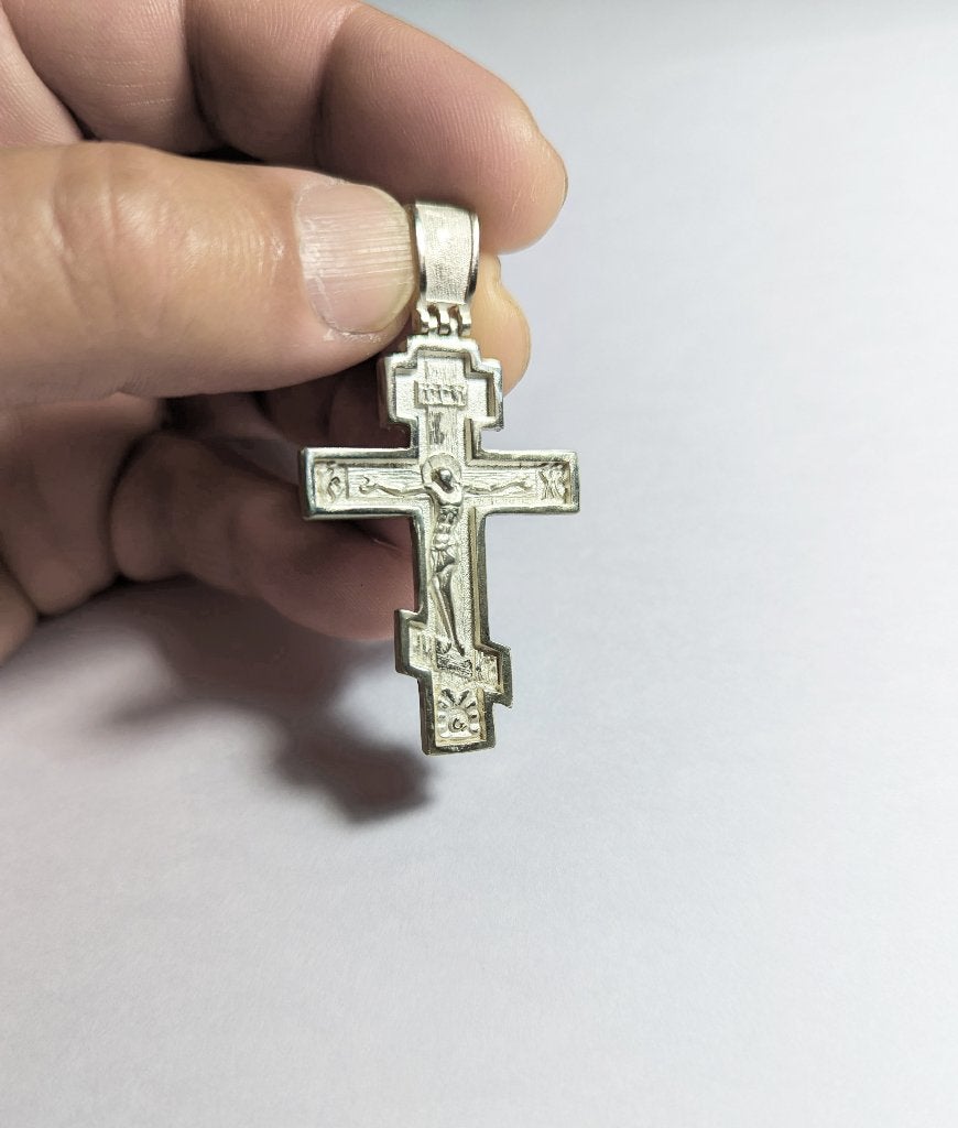Groot, prachtig, dubbelzijdig zilveren kruis, Verzenden, Nieuw, Kruis of Symbool, Zilver