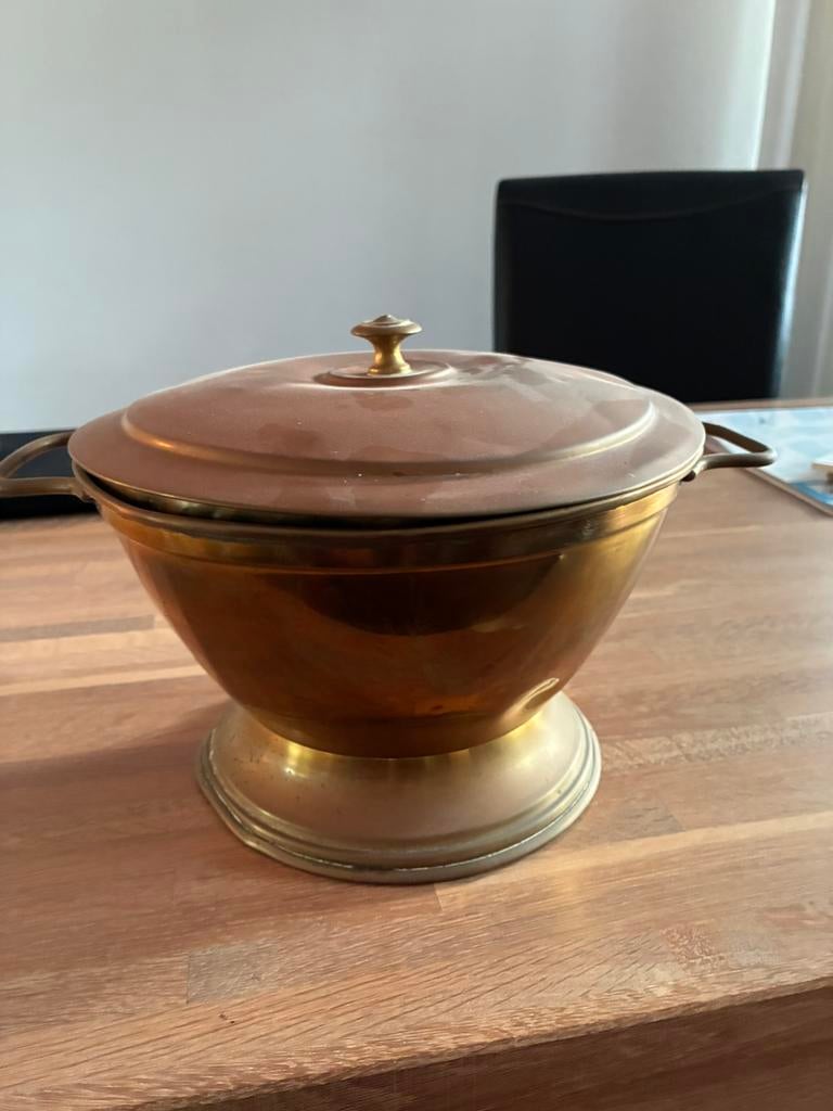 Oude /antieke koperen pot/schaal met deksel, Antiek en Kunst, Antiek | Koper en Brons, Ophalen, Koper