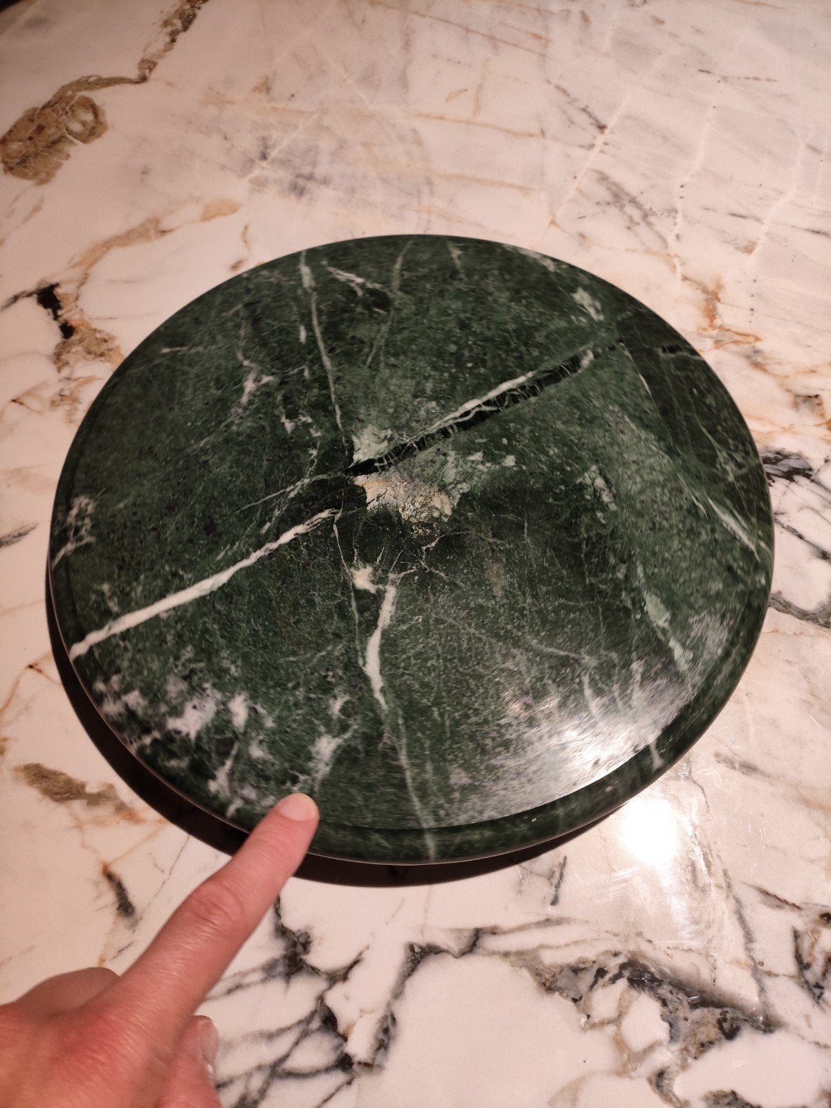 Draaiplateau van marmer - Groen, Huis en Inrichting, Ophalen, Gebruikt, Rond, Dienblad