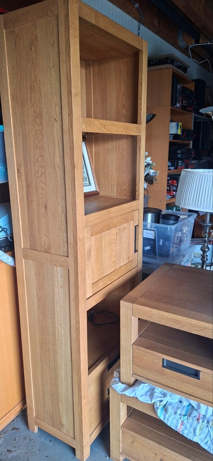 Salon tafel, hoge kast,kleine kast massief blank eiken!, Ophalen, 150 tot 200 cm, Zo goed als nieuw, Minder dan 50 cm