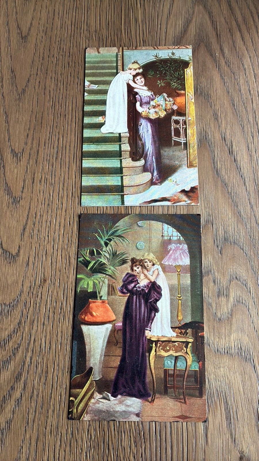 4x Romantisch. Moeder/kind, kind/klok. Antieke kaarten, Ophalen of Verzenden, Voor 1920, Kinderen