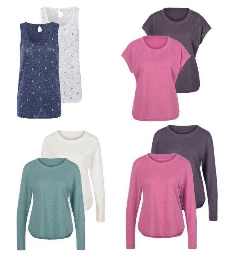 Partij dames tops en shirts 2-packs 101 sets maten 32-50, Maat 38/40 (M), Meerkleurig, Niet vermeld op de aangeleverde productinformatie