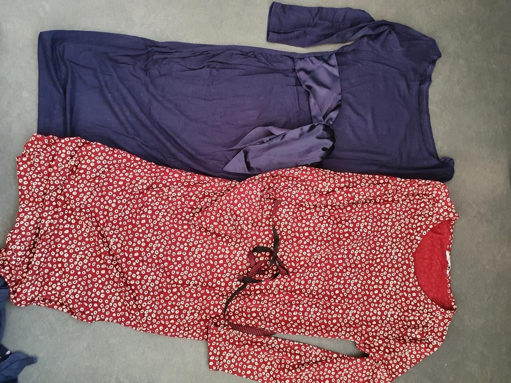 Positiekleding pakket: jurken, rok, tops en shirts (mt. S,M), Diverse merken, Blauw, Jurk, Gedragen