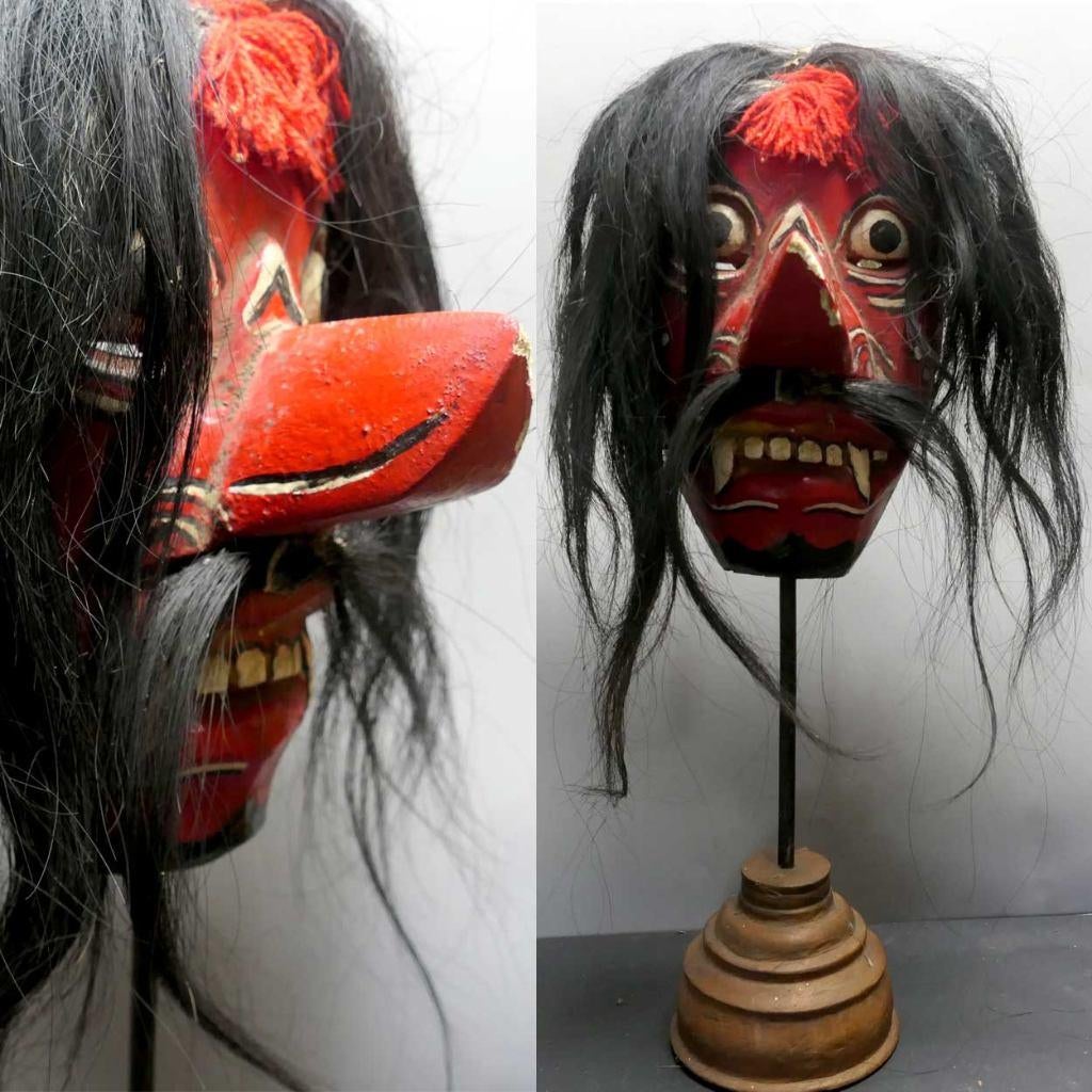origineel oud masker uit Indonesie Topeng Demoon MX3 sjamaan, Antiek en Kunst, Kunst | Niet-Westerse kunst, Ophalen of Verzenden