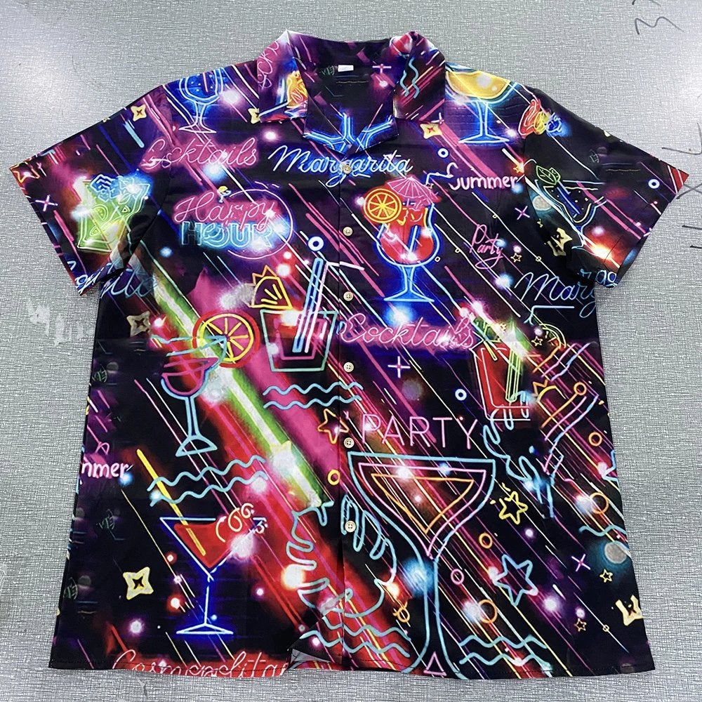 Cocktail overhemd (heren mannen feest drank shirt hawaii), Verzenden, Nieuw, Meerkleurig, Overige halswijdtes
