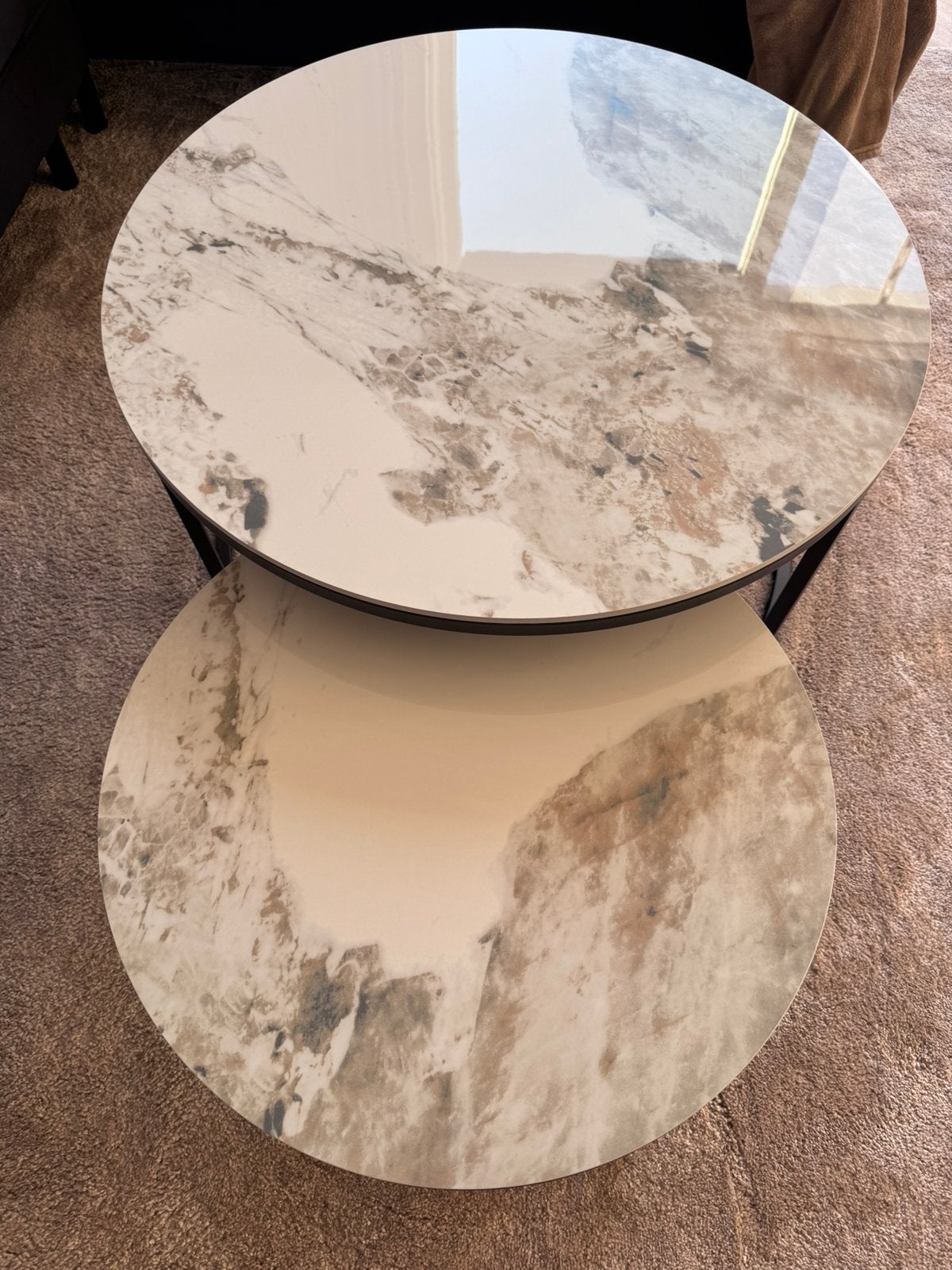 Keramische salon tafels nieuw, Ophalen, Rond, 50 tot 100 cm, Zo goed als nieuw