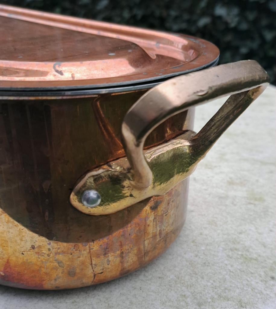 Antieke rood koperen vis stoompan pan schoon origineel, Antiek en Kunst, Ophalen of Verzenden