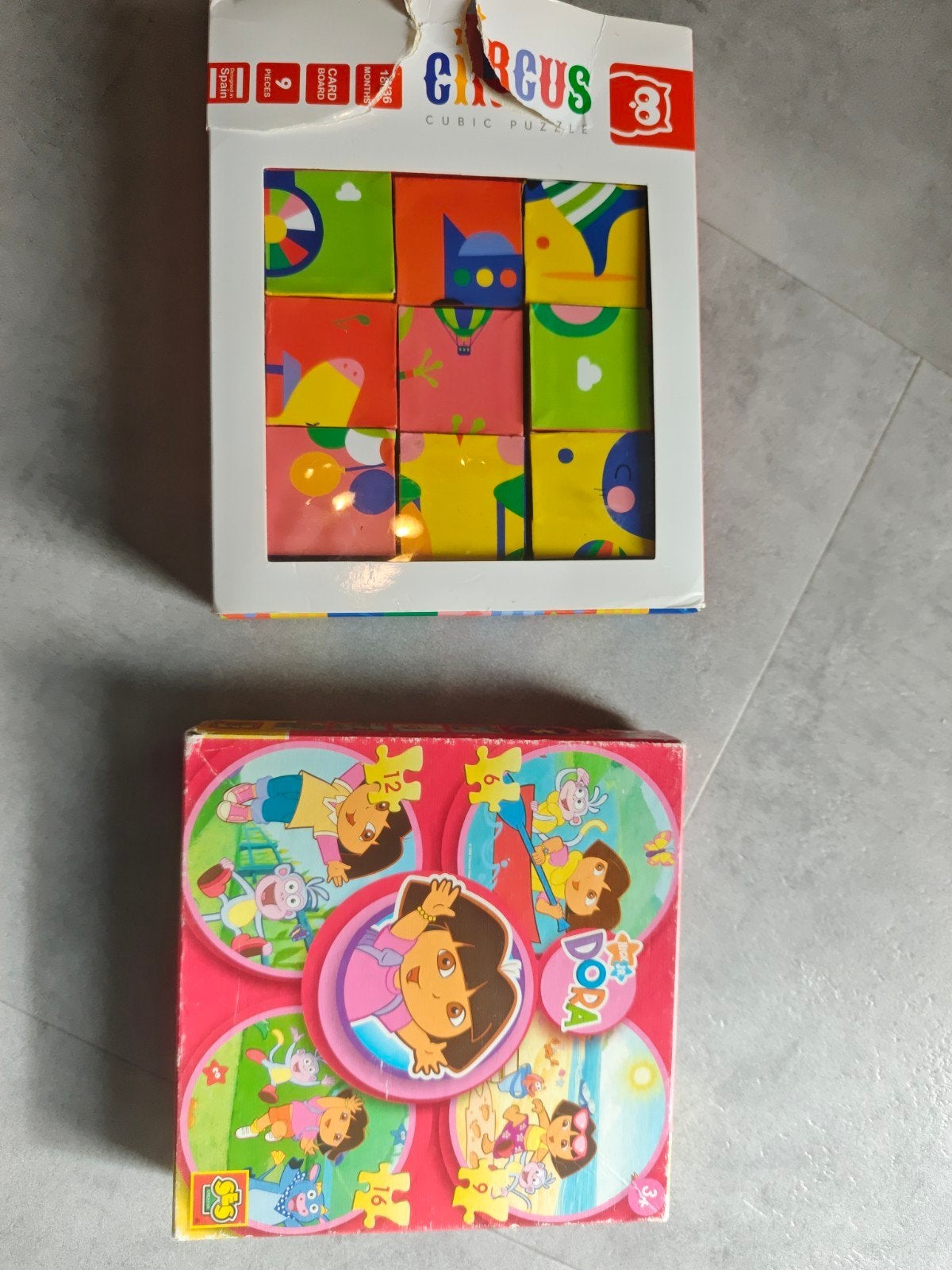 Circus Kubus Puzzel & Dora de Explorer Puzzel, Ophalen, Minder dan 10 stukjes, Gebruikt, 6 maanden tot 2 jaar