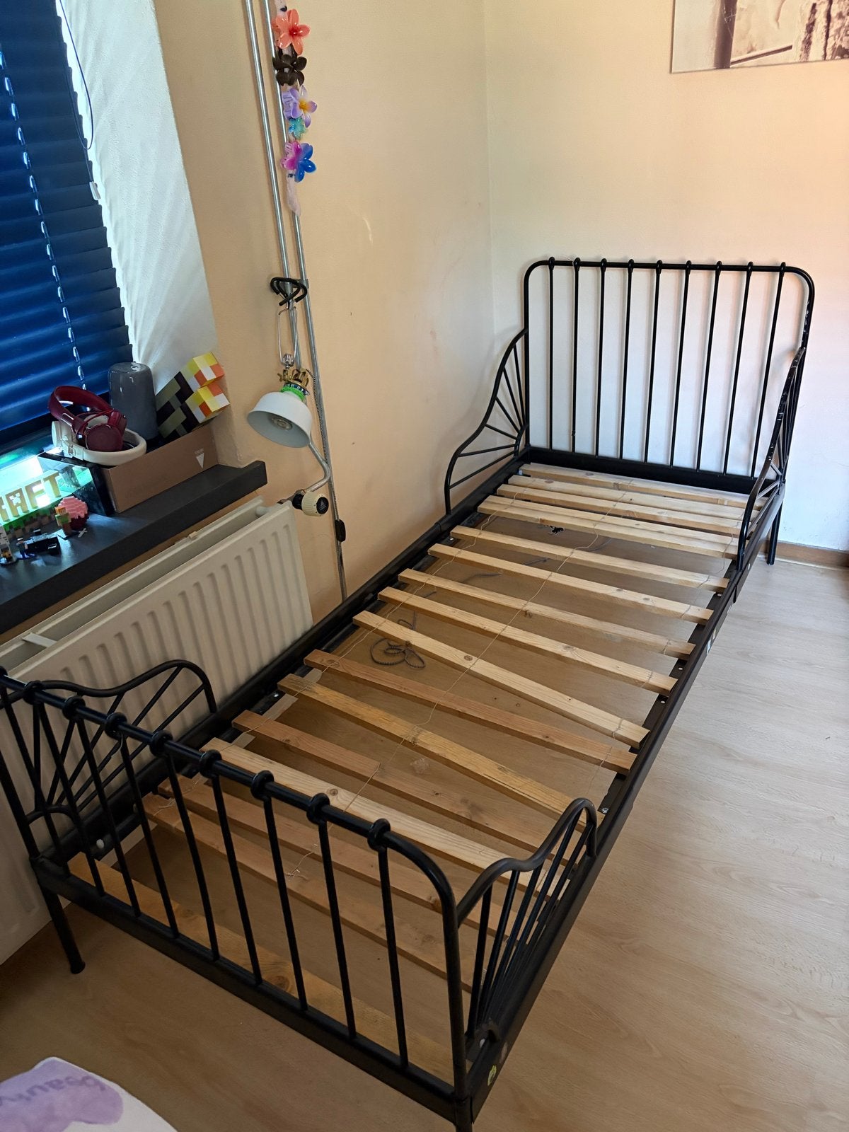 Kinderbed, in lengte verstelbaar, Ophalen, 90 cm, Eenpersoons, Zwart