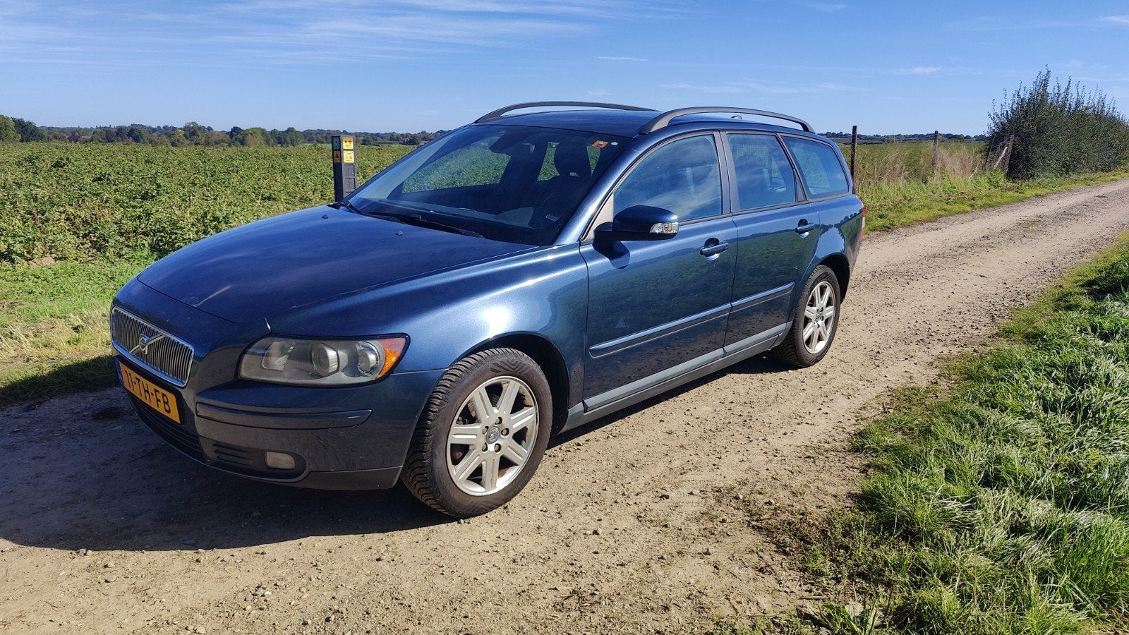Volvo V50 2.0 benzine, 146pk, Leder, APK juli 2027, Trekhaak, Auto's, Voorwielaandrijving, Zwart, 4 cilinders, Blauw