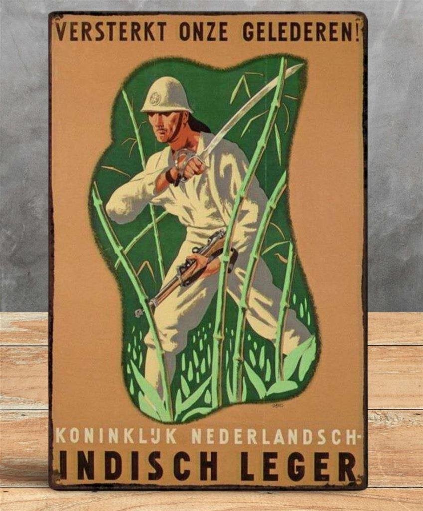 KNIL Nederlands Indie Leger Metalen Propaganda Plaat bord, Verzenden, Nederland