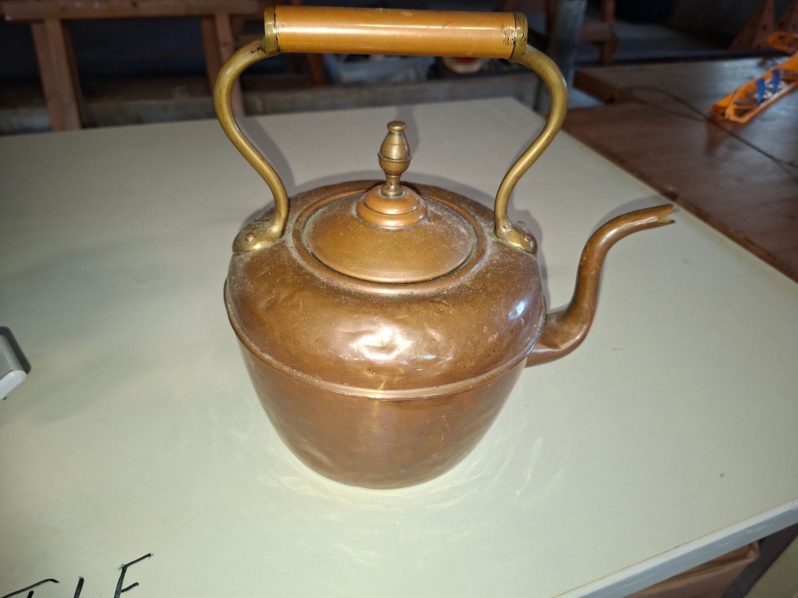 Antieke Koperen Ketel met Houten Handvat, Ophalen of Verzenden, Koper