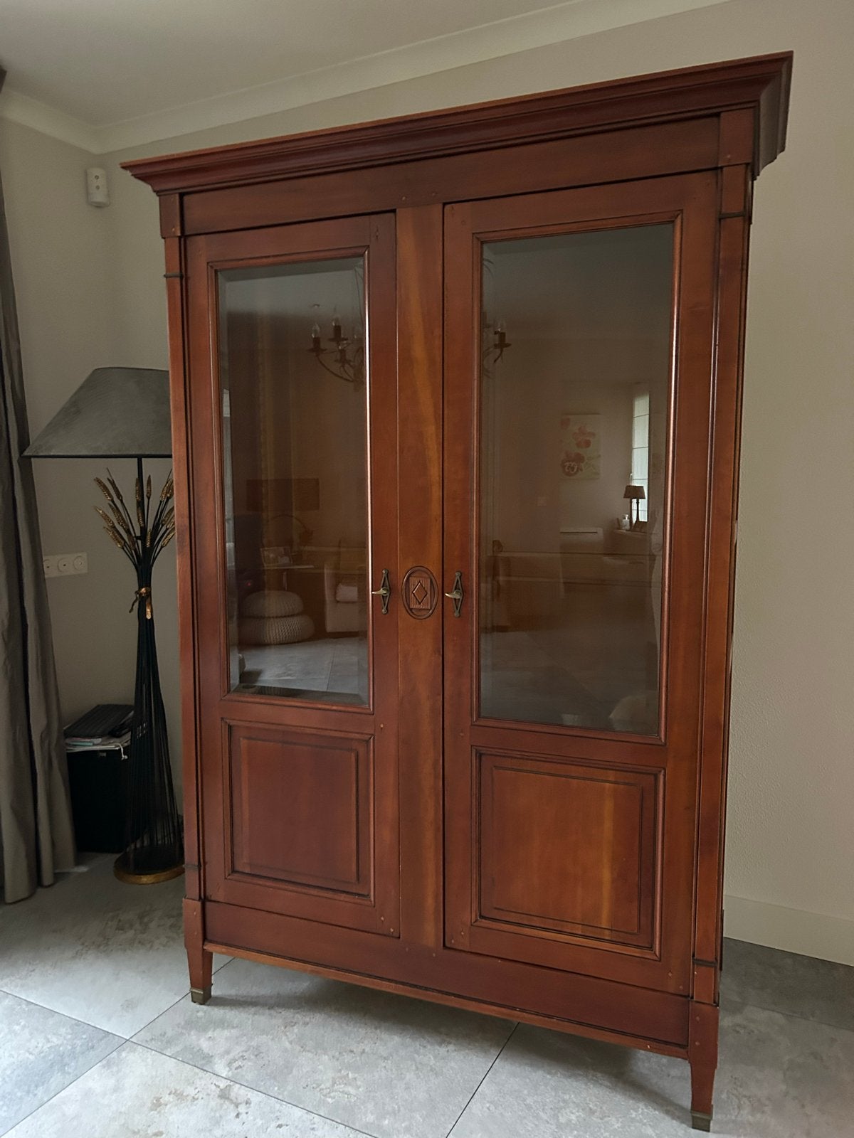 Grange Boekenkast/Vitrinekast Kersenhout - 200x125x40.5cm, Ophalen, Gebruikt, 100 tot 150 cm, 200 cm of meer