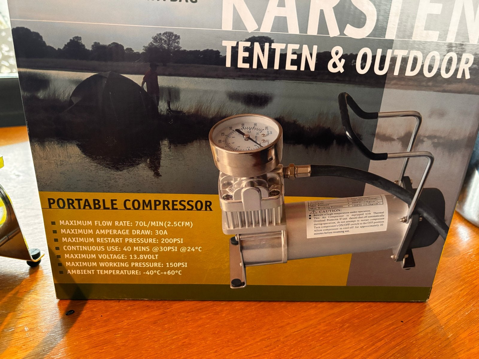 Karsten Draagbare Compressor 12V - Tenten & Outdoor, 10 bar of meer, Ophalen of Verzenden, Zo goed als nieuw, Minder dan 200 liter/min
