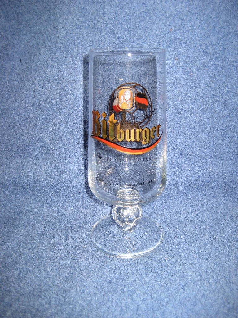 Bitburger bierglas, Europameister 1996, Verzamelen, Ophalen of Verzenden, Zo goed als nieuw, Glas of Glazen, Overige merken
