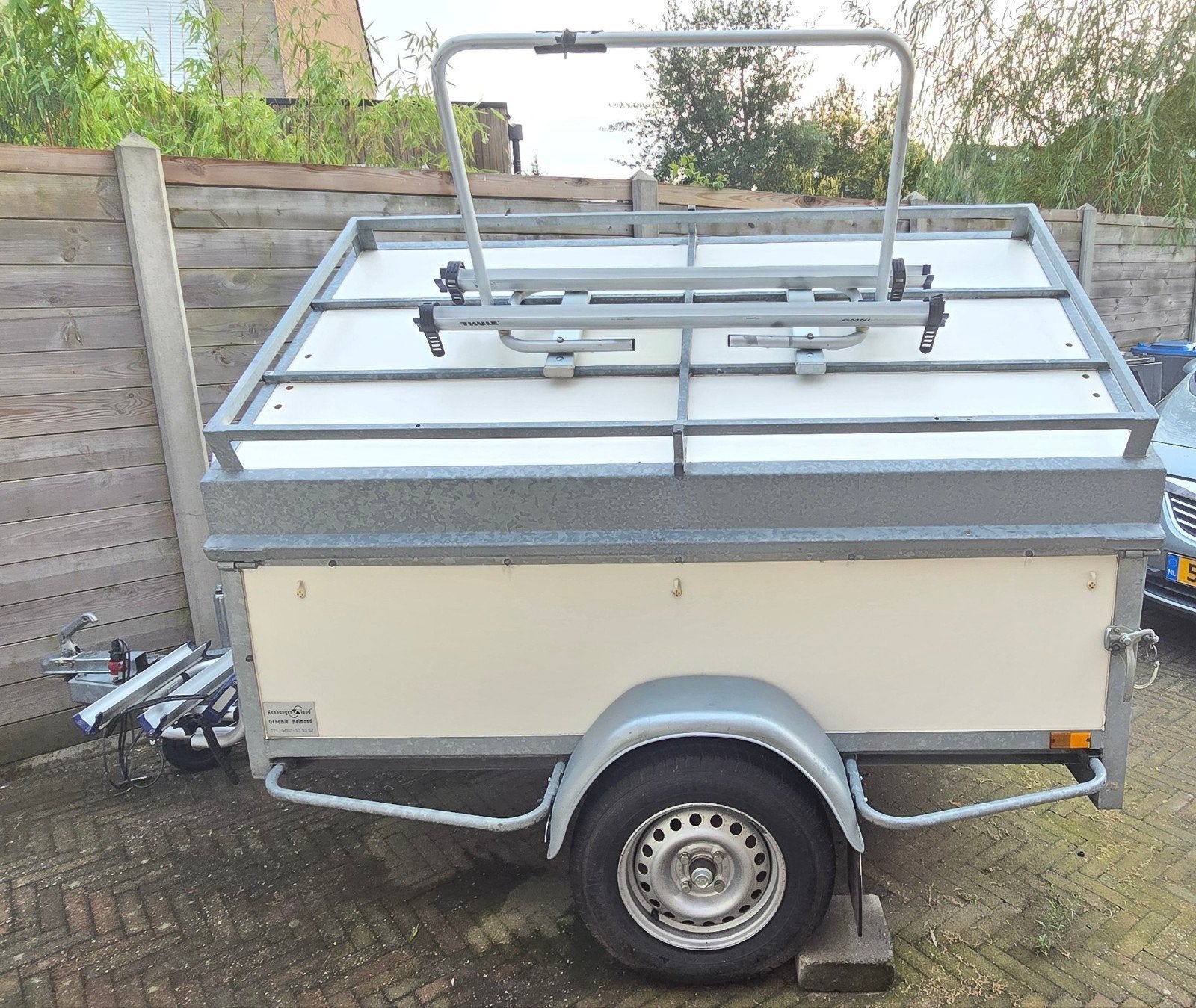 Prachtige bagagewagen/aanhanger met Thule fietsendragers, Ophalen, Gebruikt