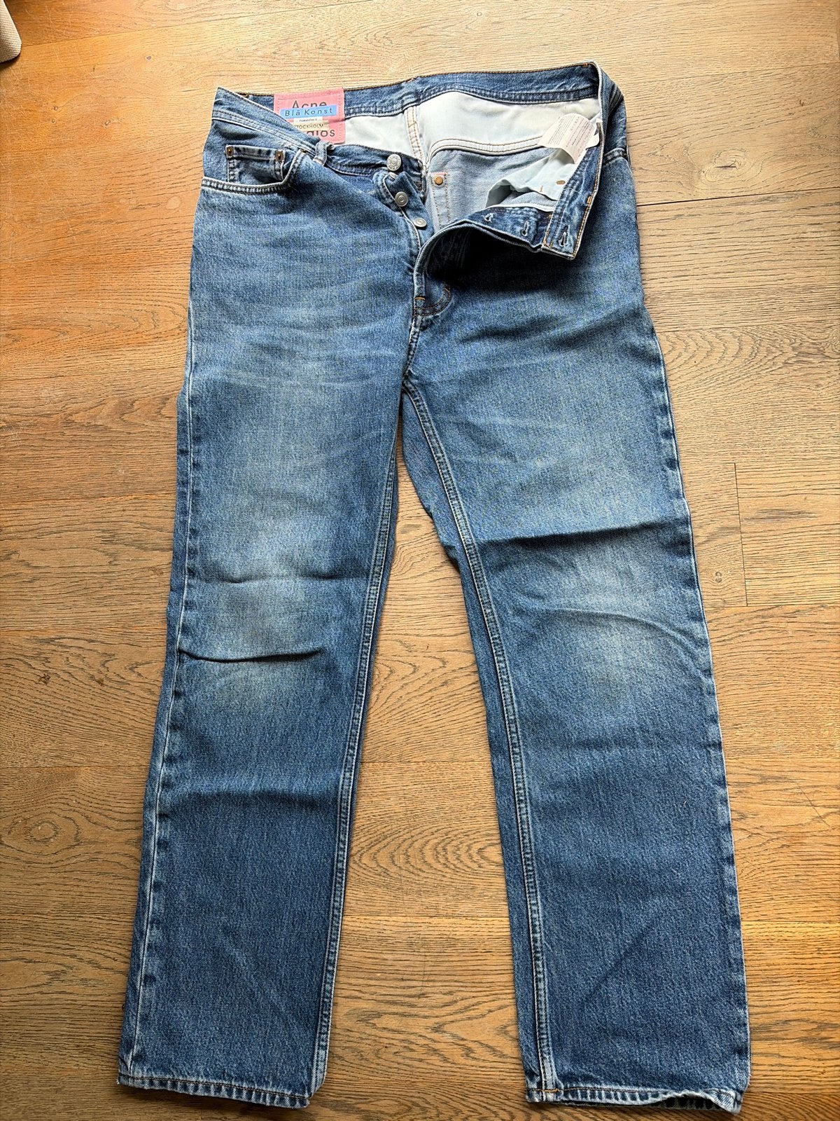 Acne Studios Blå Konst Jeans W28/L32, Kleding | Dames, Spijkerbroeken en Jeans, Verzenden, Gedragen, Blauw, W28 - W29 (confectie 36)