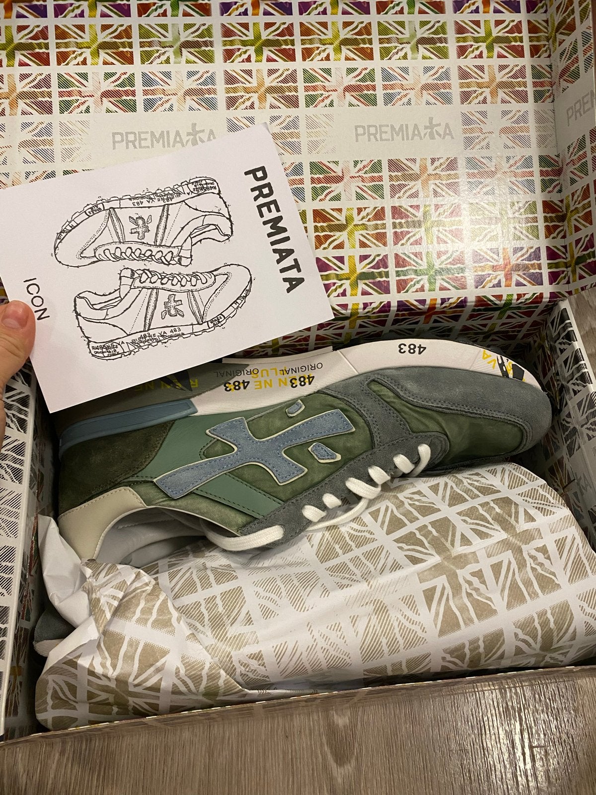 Premiata Sneakers - Groen/Grijs - Maat 46, Ophalen of Verzenden, Zo goed als nieuw, Overige kleuren, Sneakers of Gympen