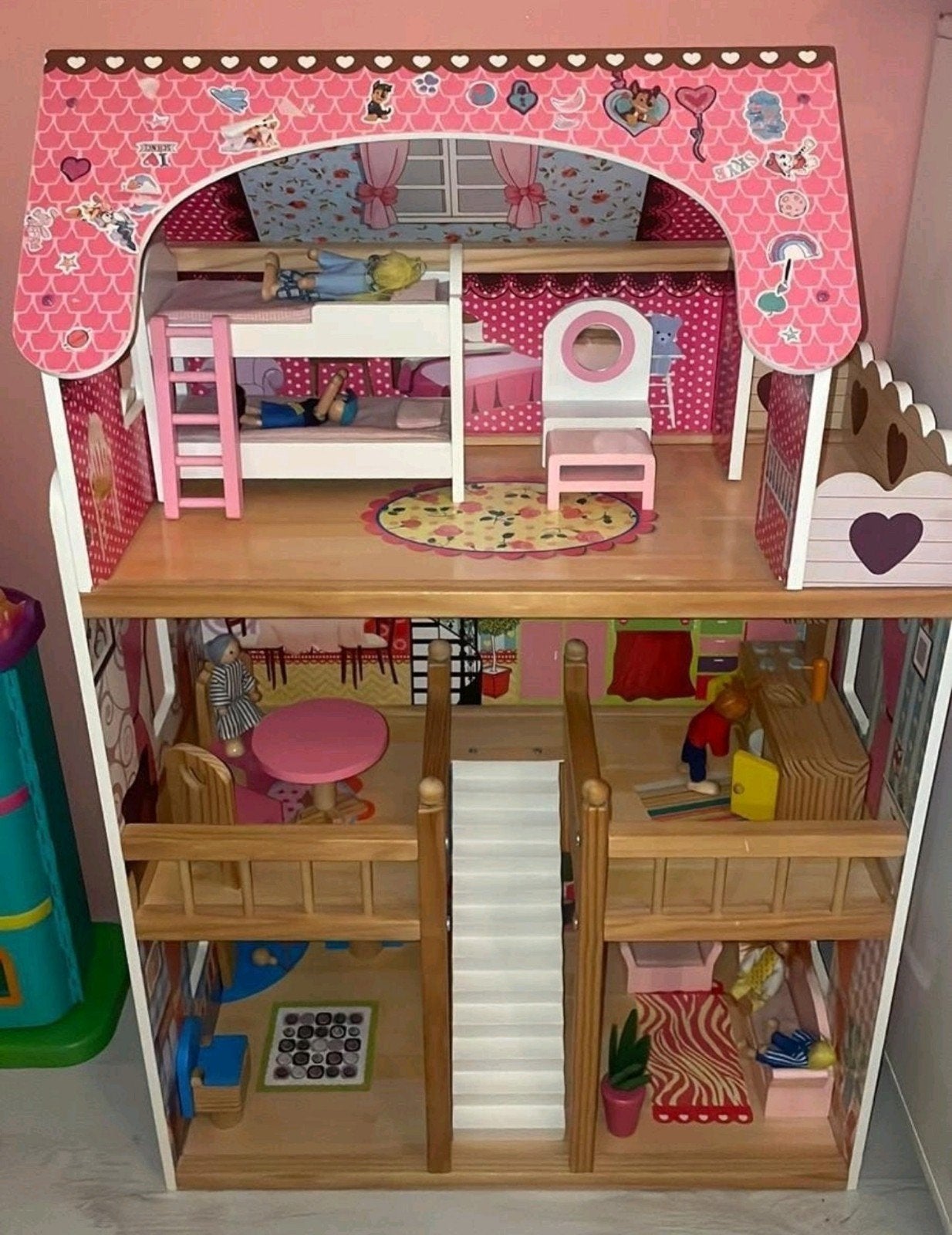 rozw poppen huis met poppen, Ophalen, Poppenhuis
