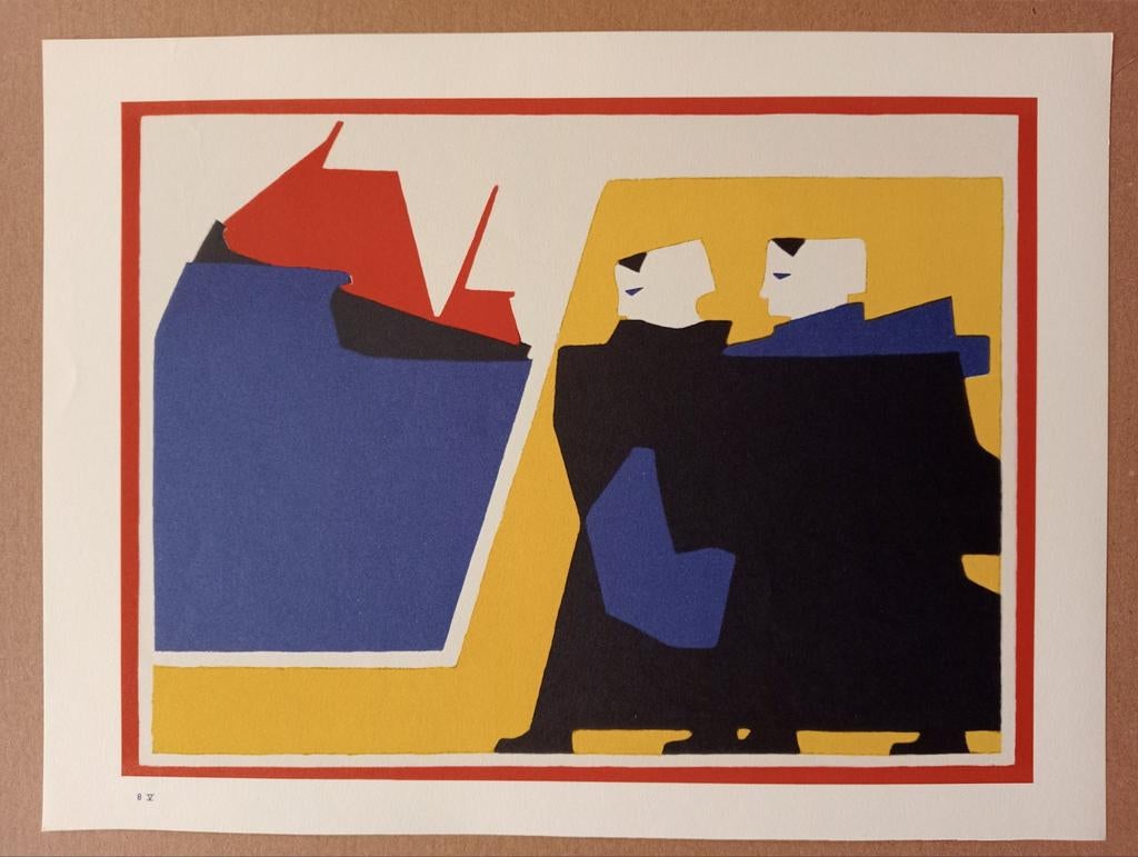 Bart van der Leck offset prent druk 1957 'De Storm', Ophalen of Verzenden