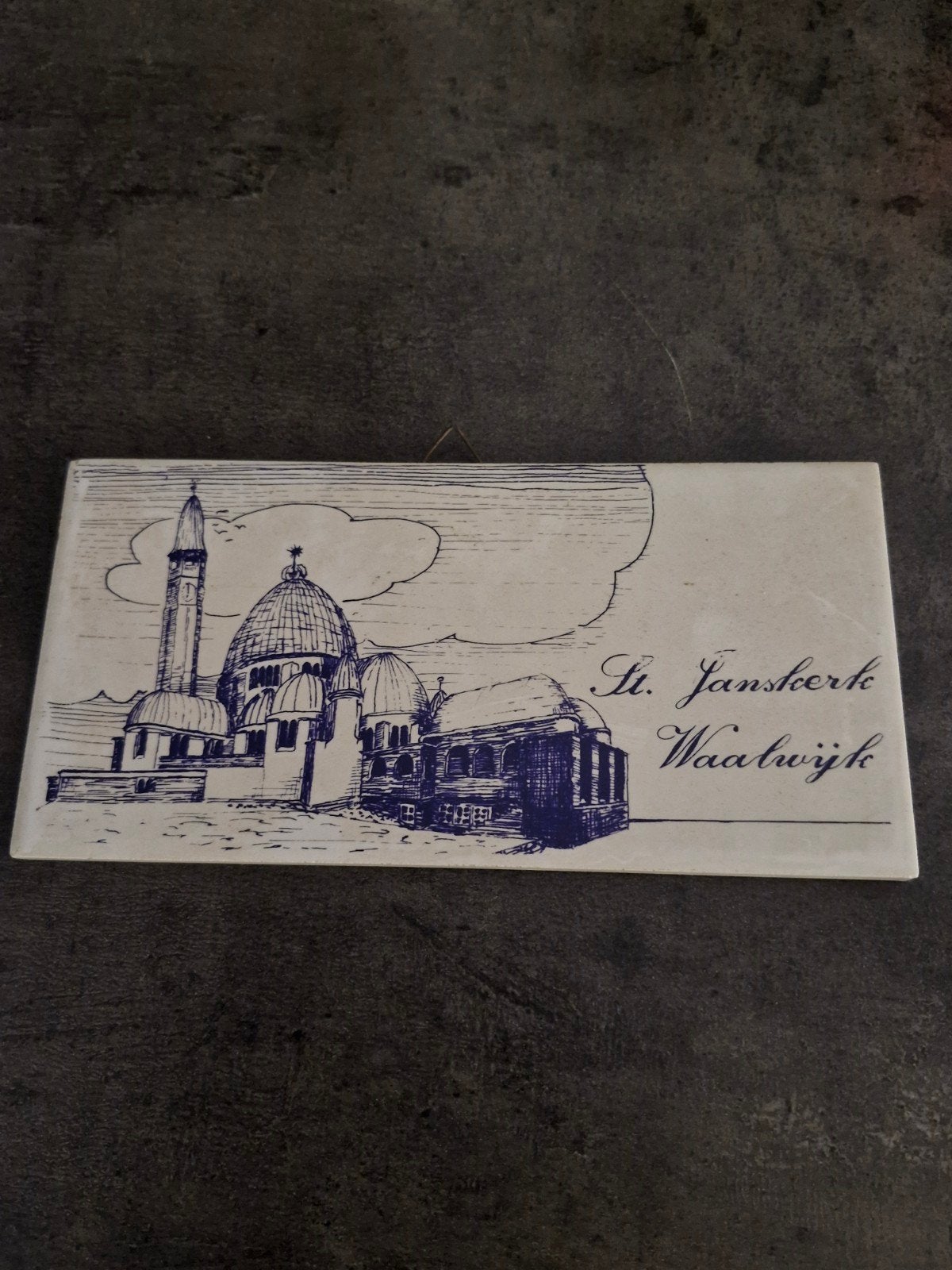 Vintage Tegel St. Janskerk Waalwijk - Handgeschilderd, Ophalen of Verzenden