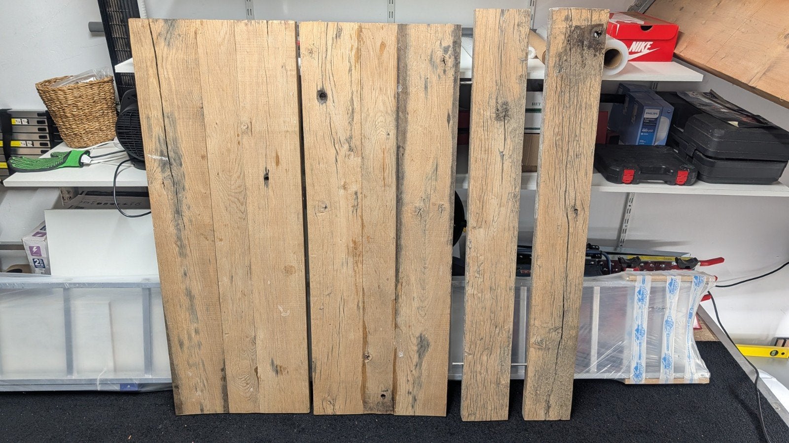 Eiken planken, Doe-het-zelf en Verbouw, Hout en Planken, Ophalen, Gebruikt, 25 tot 50 mm, Eiken