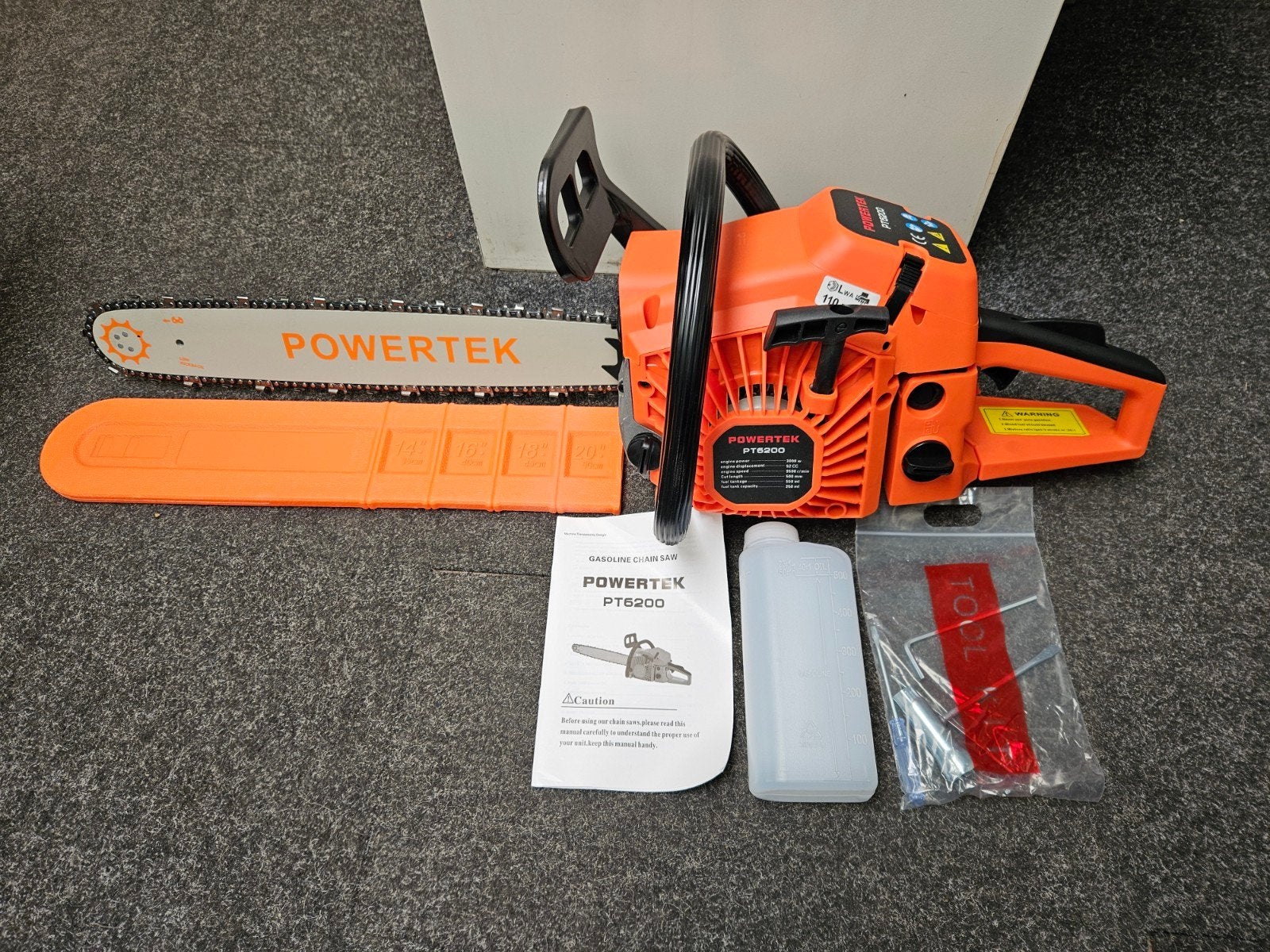 Powertek PT6200 Benzine Kettingzaag - Nieuw in doos, Ophalen of Verzenden, Nieuw, 50 mm of meer, Powertek