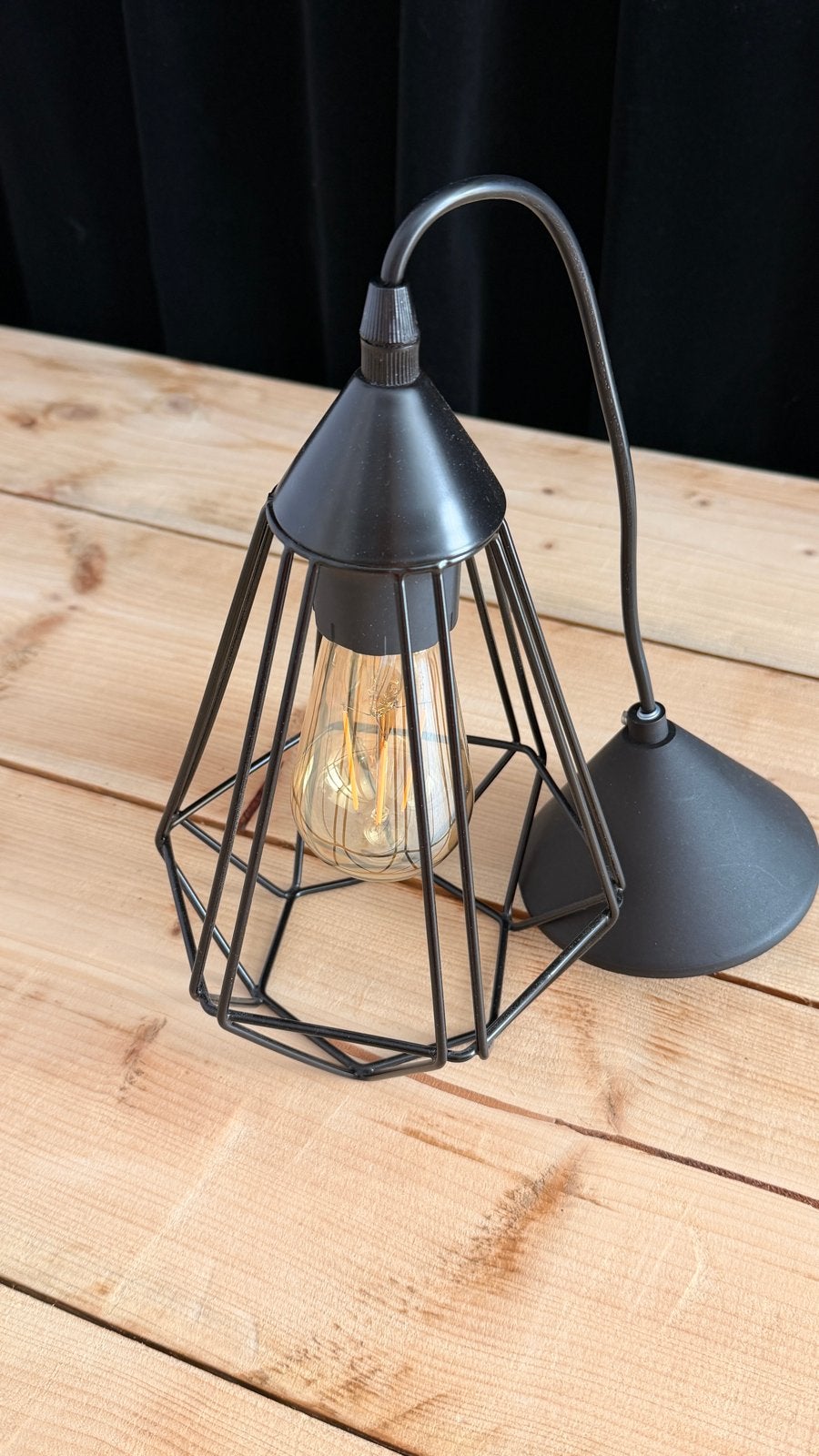 Industriële hanglamp met kooi en E27 fitting, Metaal, Overige merken, Zwart, Industrieel