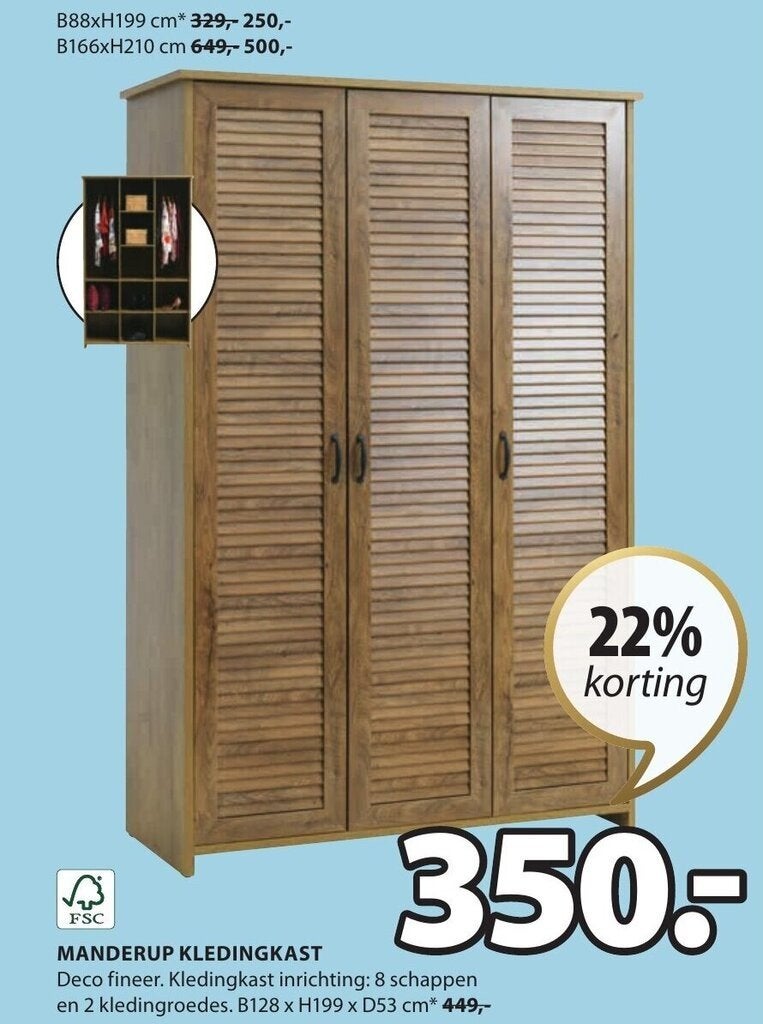 2 maal - MANDERUP Kledingkast - Zo goed als nieuw, Ophalen, Met deur(en), 100 tot 150 cm, Zo goed als nieuw