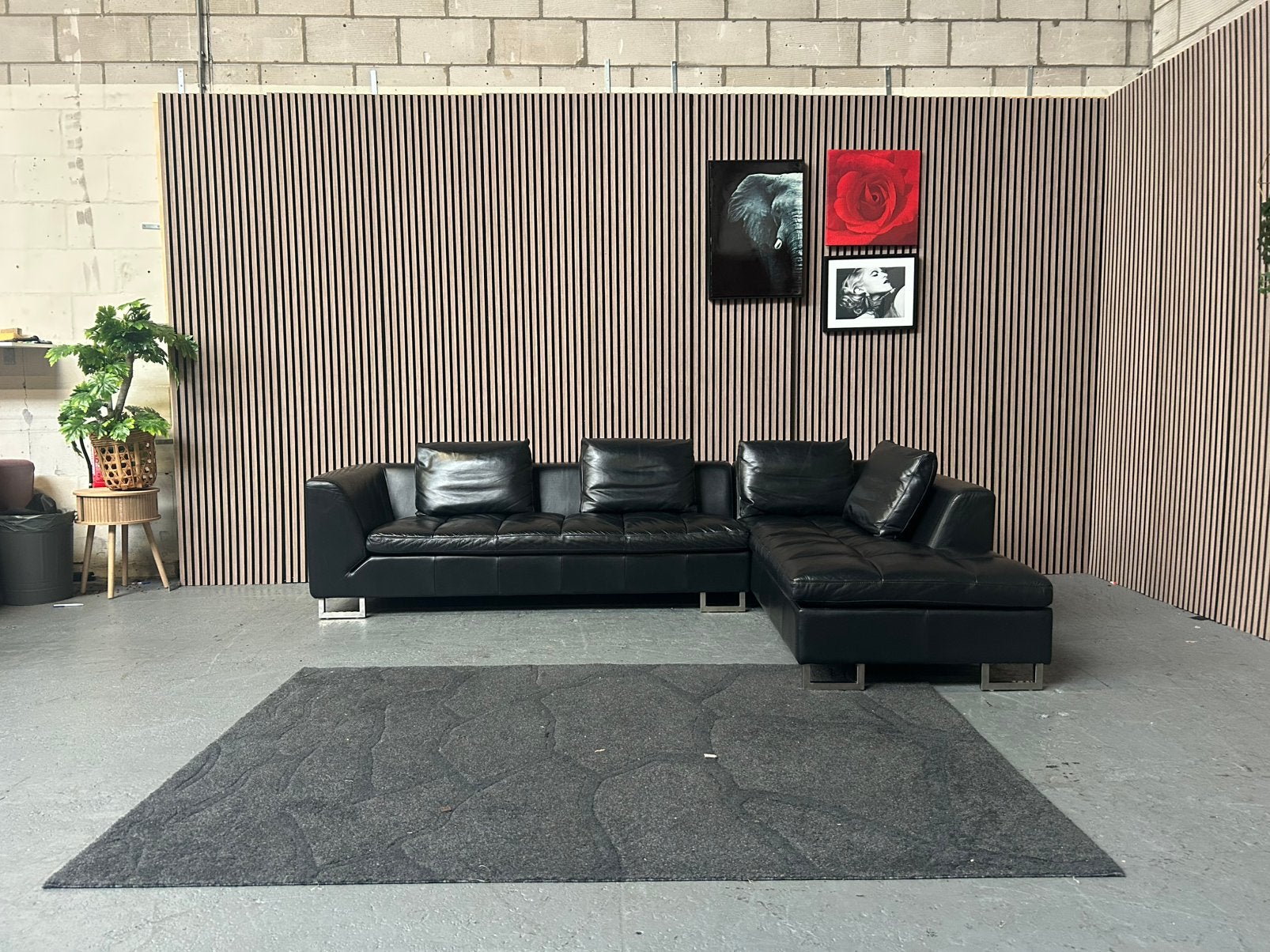 GRATIS LEVERING Hoekbank Leer Zwart 290X210 GEREINIGD, Huis en Inrichting, 250 tot 300 cm, Hoekbank zwart leer, Hoekbank, Leer