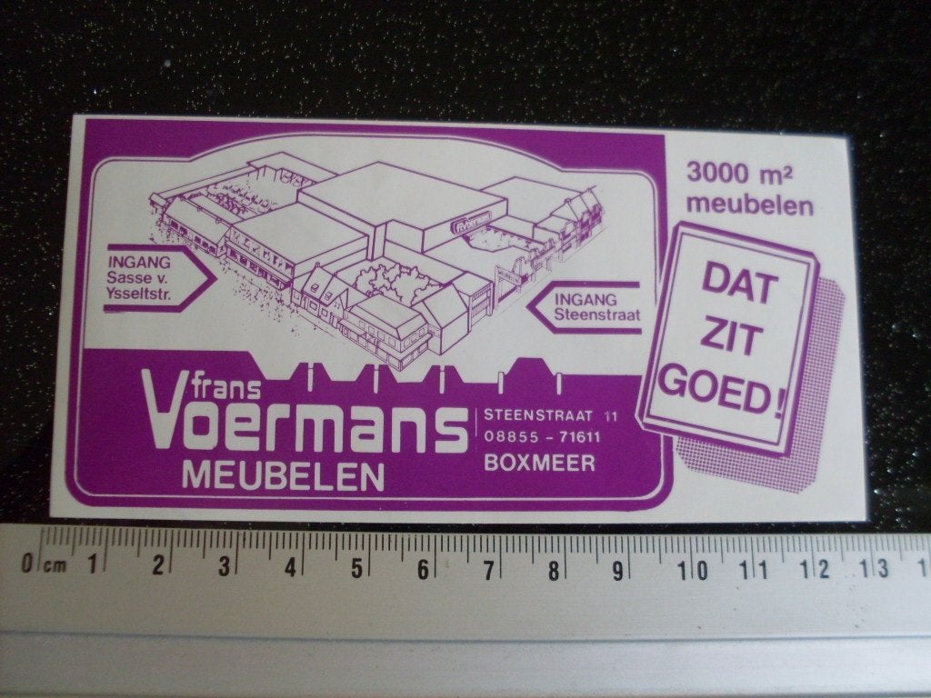 sticker Frans Voermans meubelen boxmeer dat zit goed!, Verzenden, Zo goed als nieuw, Bedrijf of Vereniging
