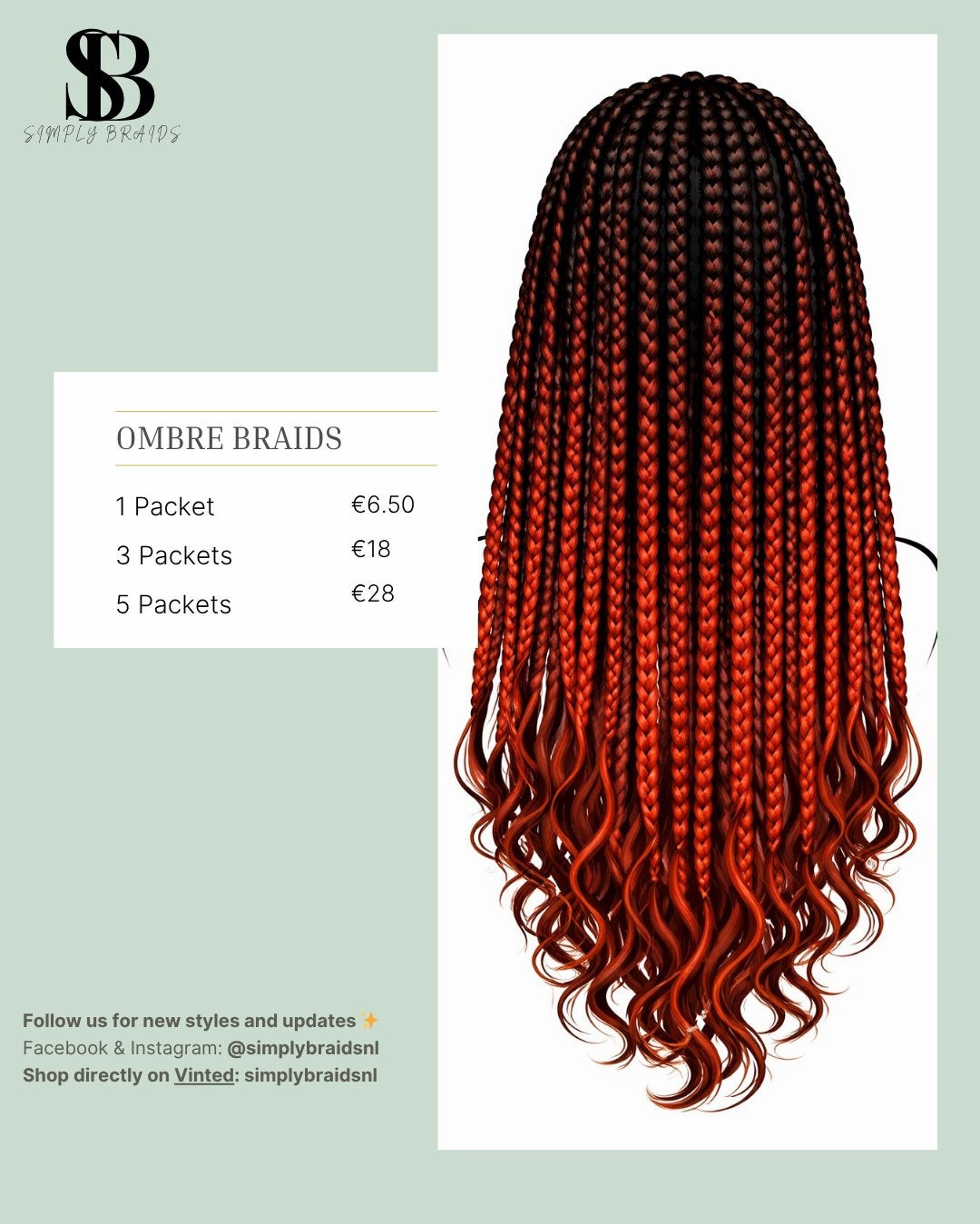 Ombre Braid Haarverlenging - Diverse Kleuren, Ophalen of Verzenden, Nieuw, Pruik of Haarverlenging