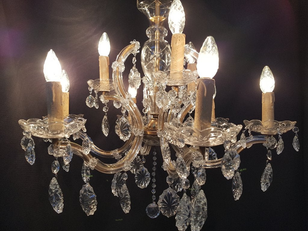 9 arms  Maria Theresia kroonluchter, Huis en Inrichting, Ophalen, Gebruikt, Glas, E14 (klein)
