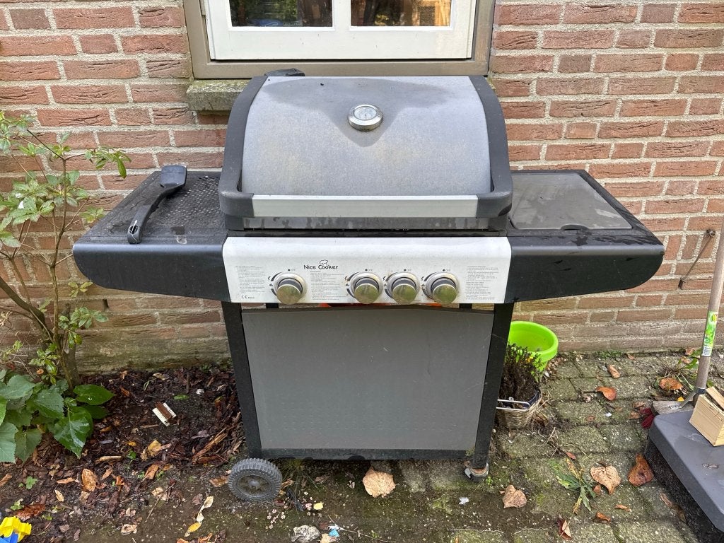 Gas barbecue Nice Cooker 4 branders + gasfles, Ophalen, Gebruikt
