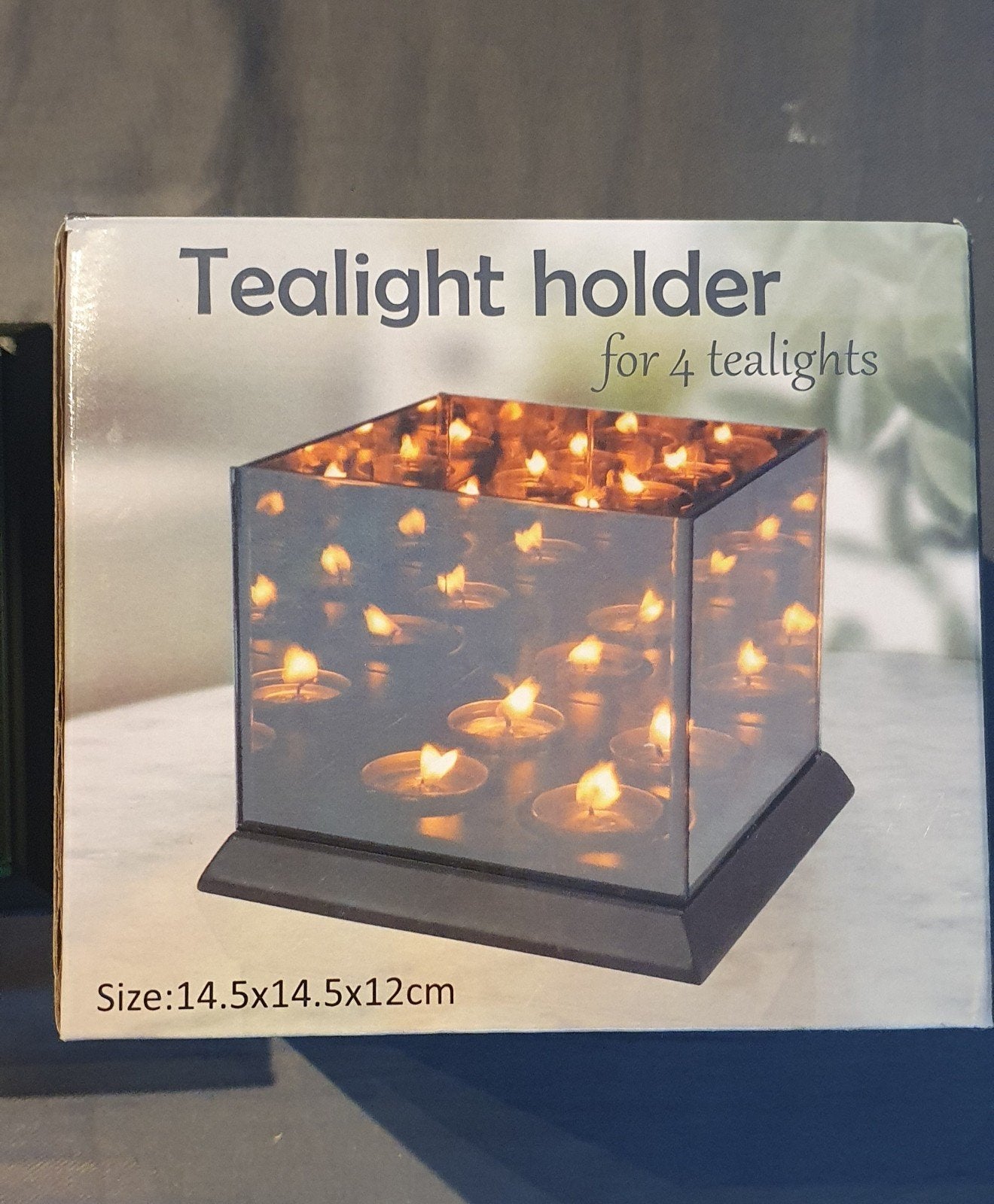 Spiegelglazen infinity theelichthouder voor 4 waxinelichtje, Ophalen of Verzenden, Zo goed als nieuw, Glas, Waxinelichthouder