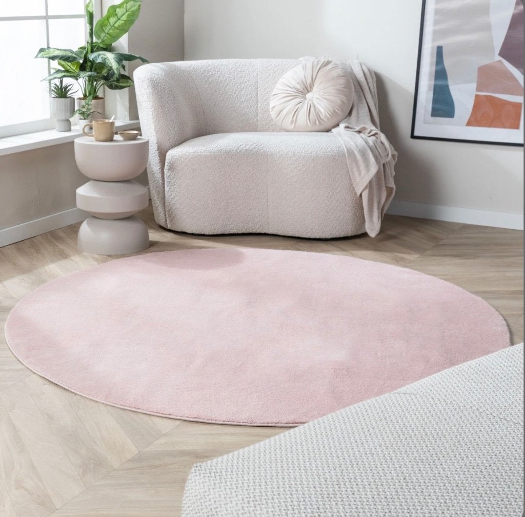 Volero roze vloerkleed rond vivid roze 240 diameter, Ophalen, Gebruikt, Rond, 200 cm of meer