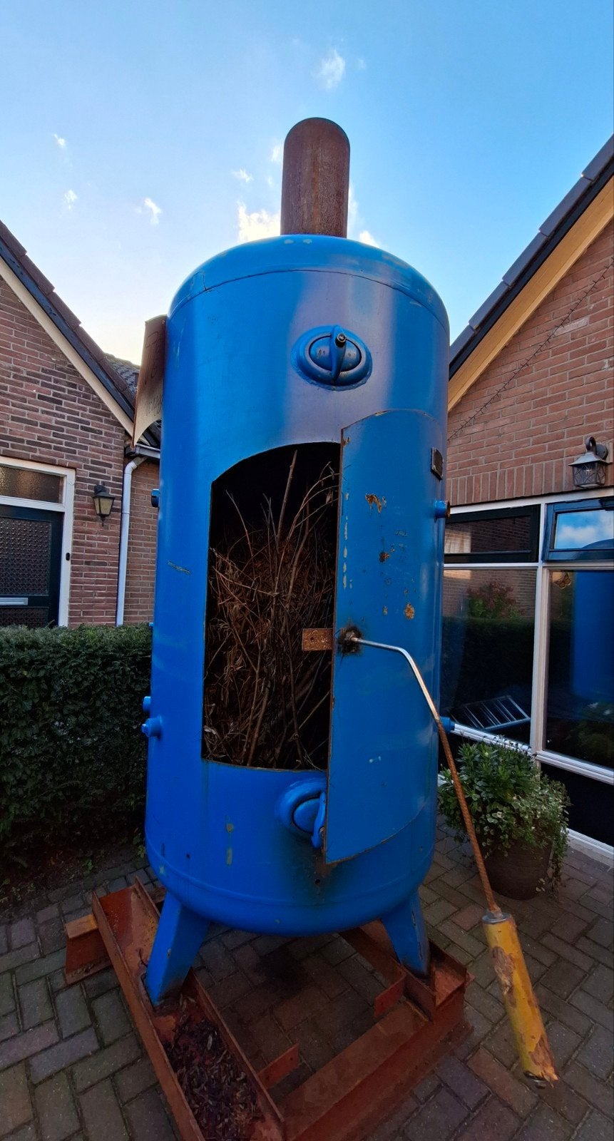 grote buitenkachel, Ophalen
