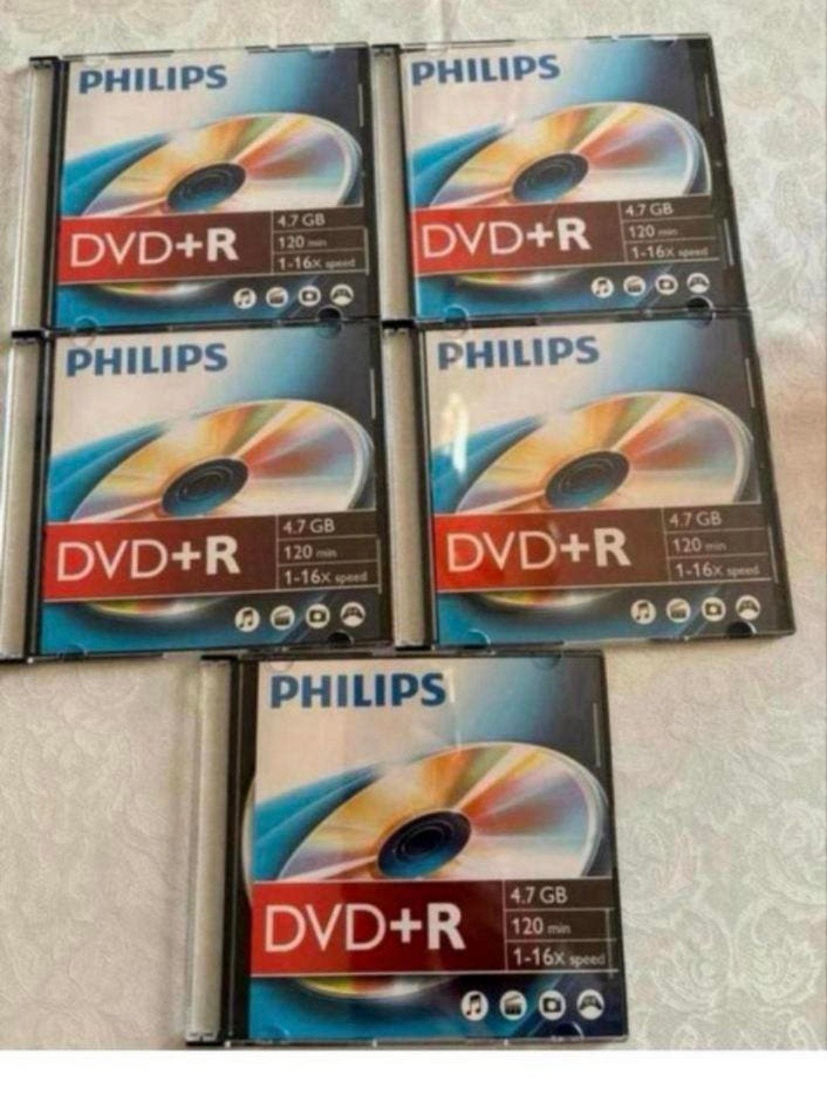 Philips DVD+R 4.7 GB 120 min 1-16x speed (5 stuks), Ophalen of Verzenden, Nieuw, Dvd