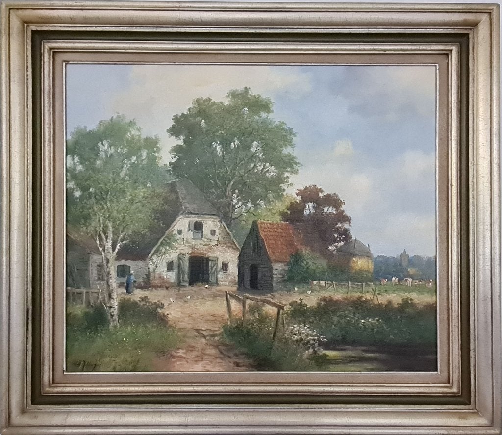 Olieverfschilderij van H.J. Veger, Impressionistisch, Ophalen of Verzenden, Olieverf, Origineel werk