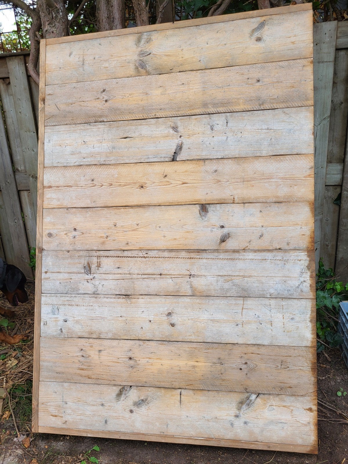 Tweepersoonsbed met achterwand van steigerhout, 182,5x123cm, Huis en Inrichting, Ophalen, Tweepersoons, 180 cm, Hout