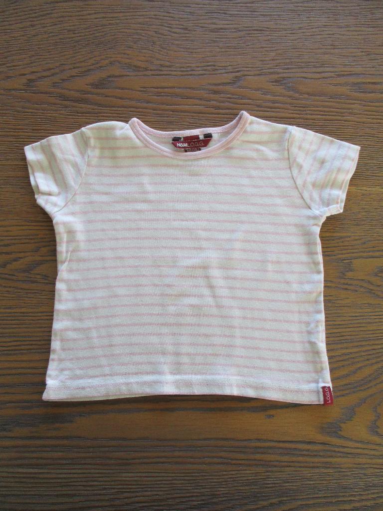 Wit t-shirt met roze streepje, Kinderen en Baby's, Kinderkleding | Maat 110, Ophalen of Verzenden, Zo goed als nieuw, Meisje, Shirt of Longsleeve