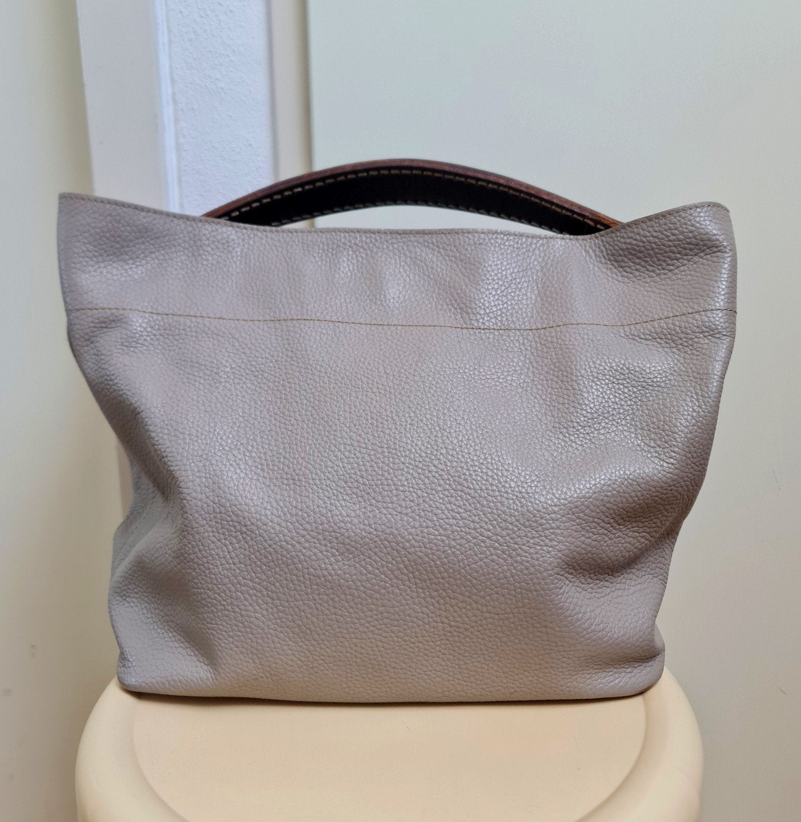 Rabeanco leren Hobo tas leverkleur met toilettas mooie staat, Ophalen, Zo goed als nieuw, Grijs, Handtas