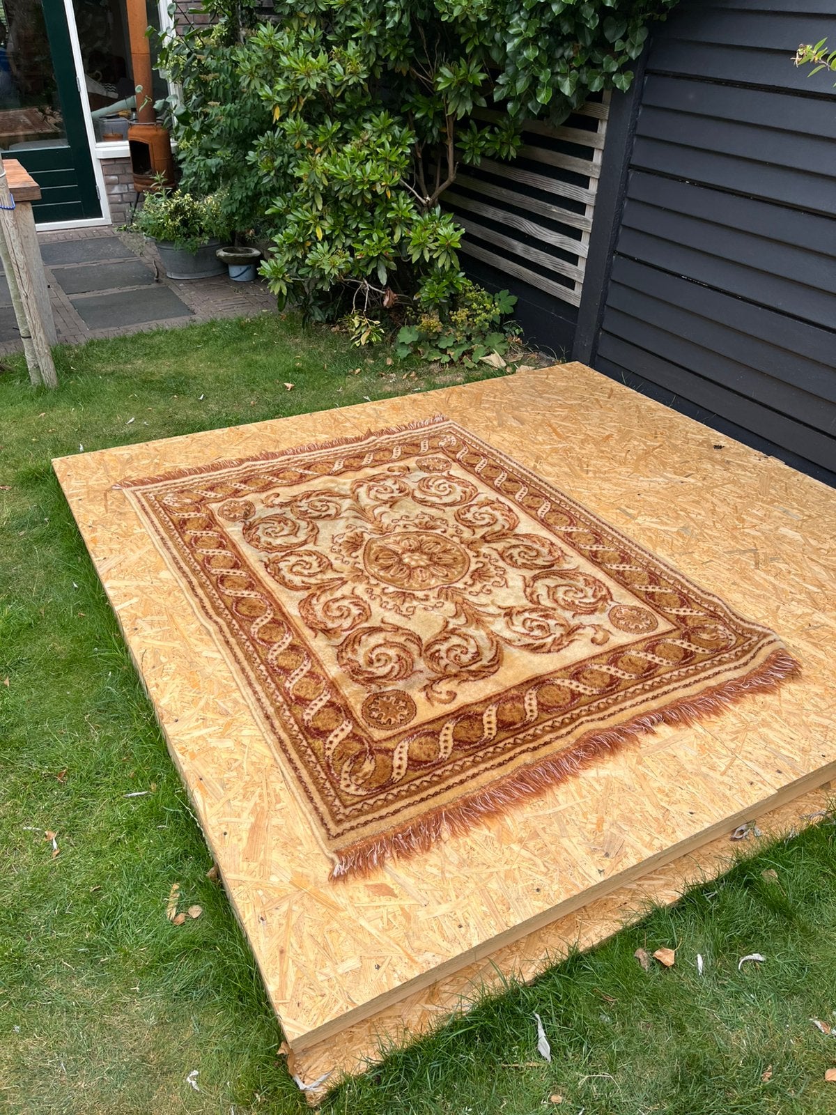 Vintage vloerkleed, Ophalen, Gebruikt, 100 tot 150 cm, Bruin