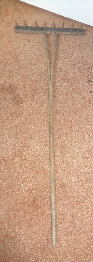 Houten rechte hark - Lengte 155cm - Breedte 53cm - 8 tander, Ophalen