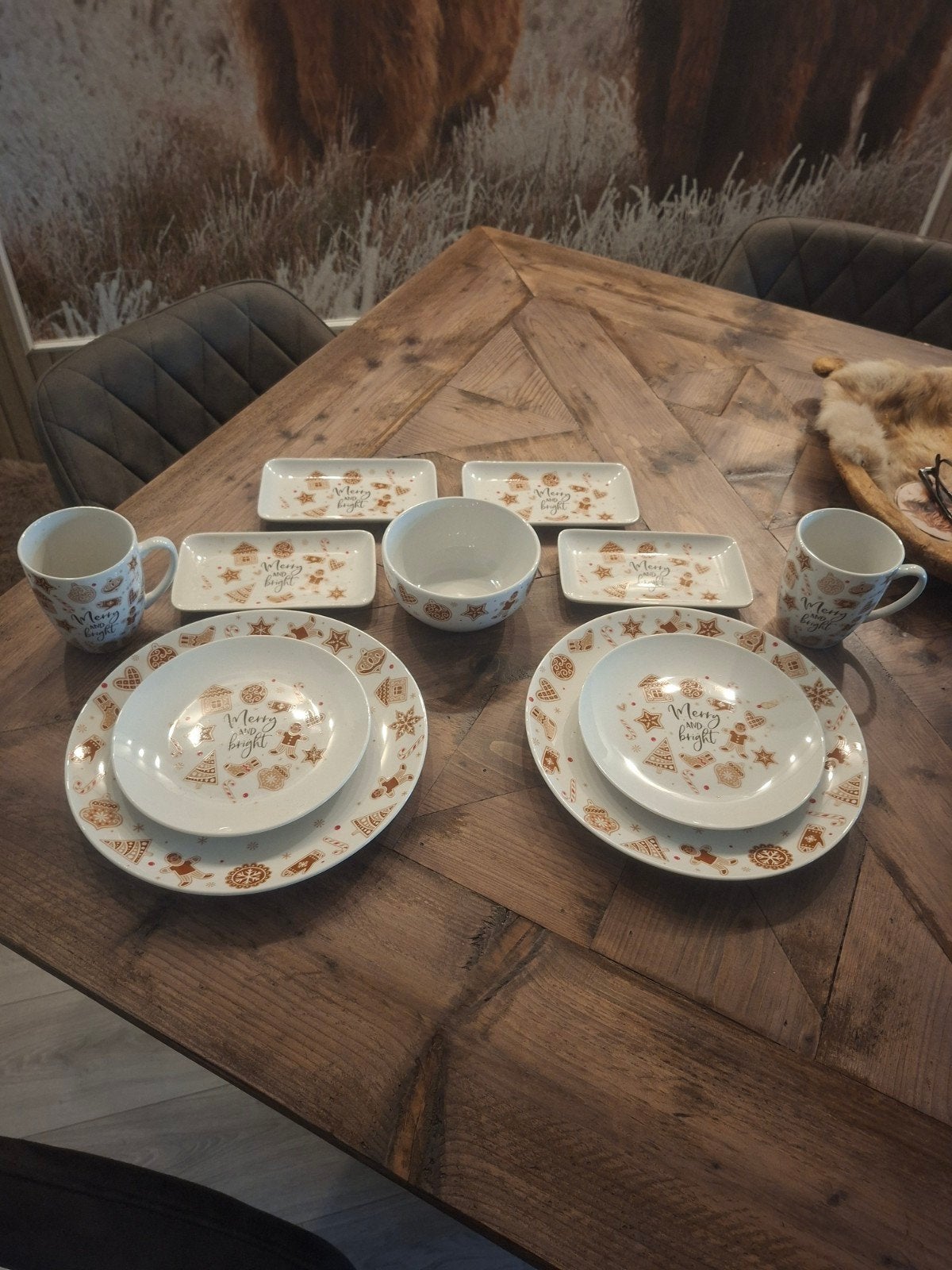 NIEUW 2 pers. KERST SERVIESGOED - 11 delen, Diversen, Ophalen, Nieuw