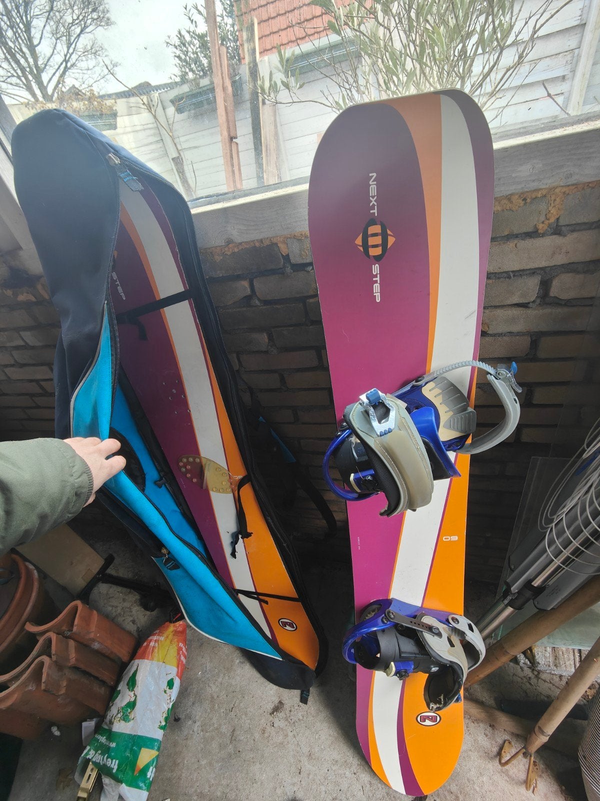 Snowboard set: 1 goed board, 1 ragboard + schoenen mt 45, Sport en Fitness, Ophalen, Gebruikt, Board
